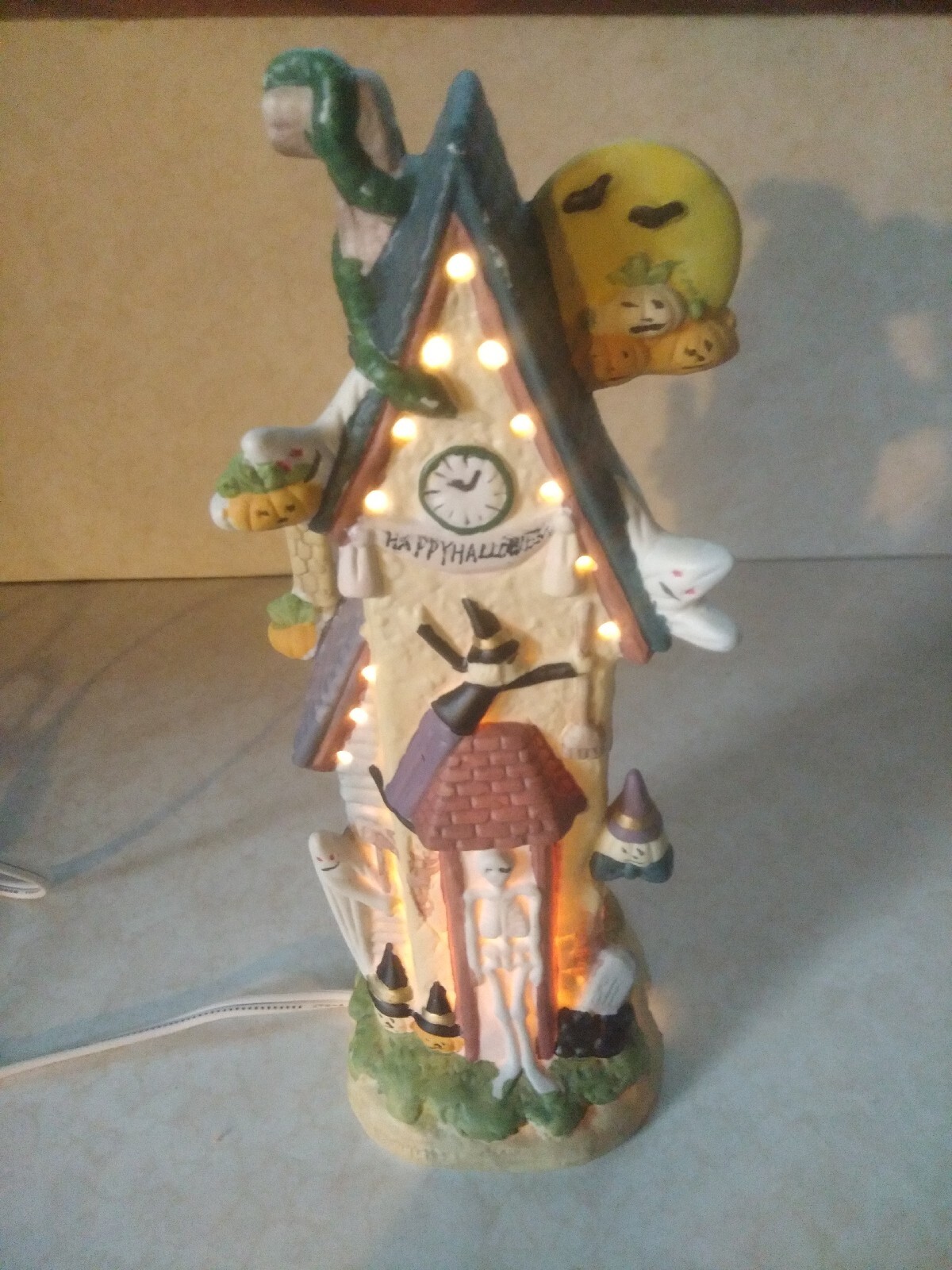 Vintage Haunted Haven Lighted Porcelain Halloween Clocktower