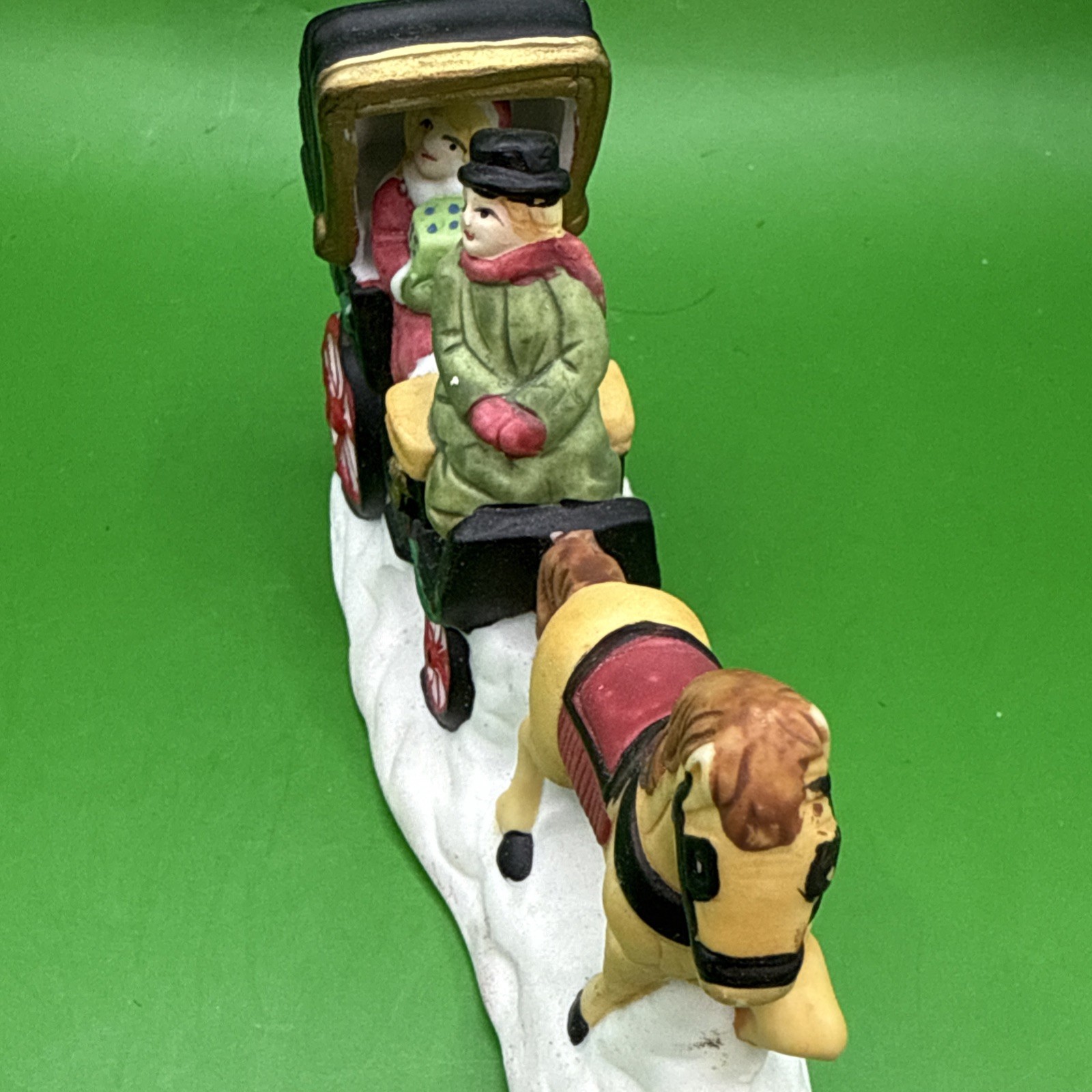 Vintage Horse and Carriage 2.5” Porcelain Accessory Driver with Town Lady
