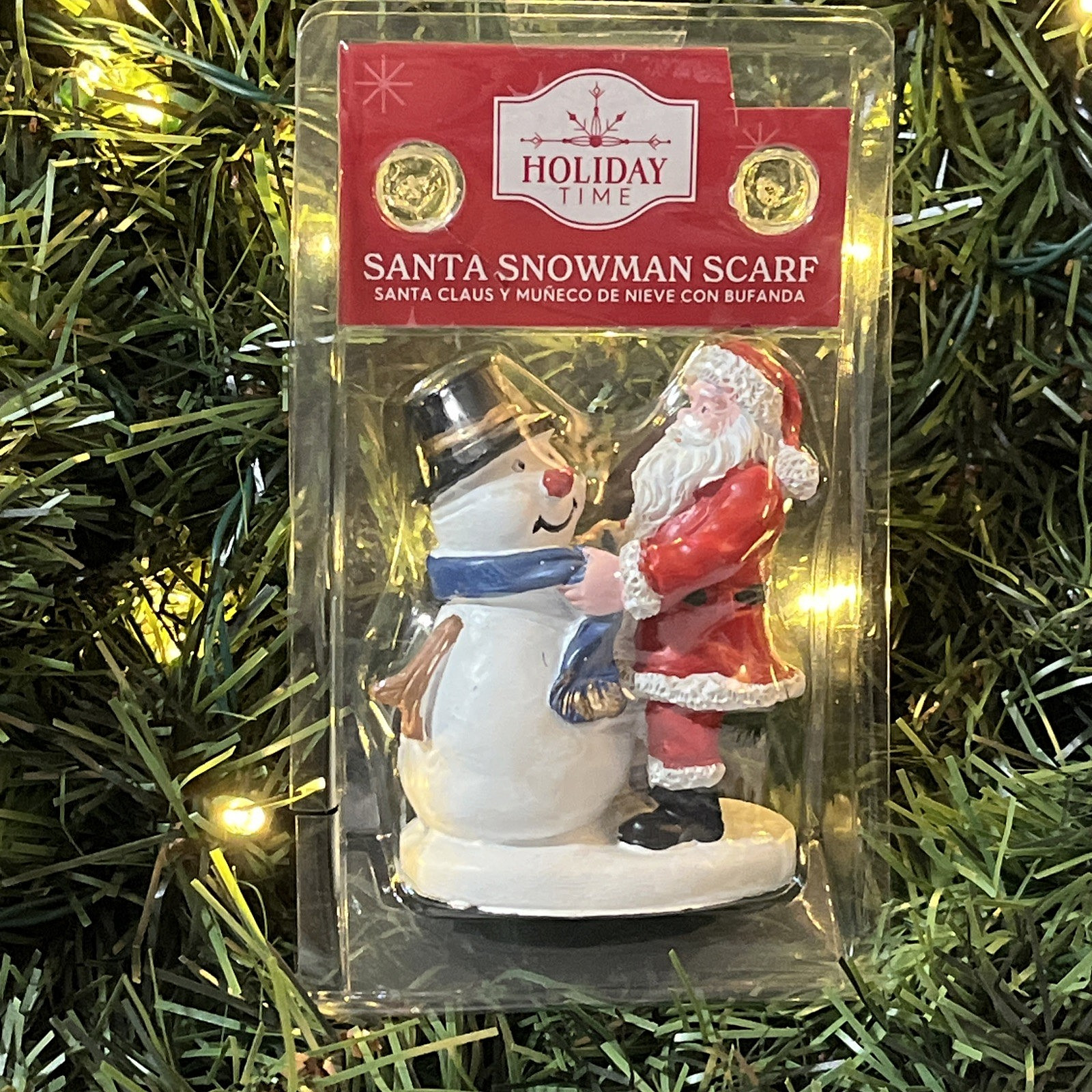 Christmas Village Figurine Santa Snowman with Scarf 3″ Resin NEW Holiday Time