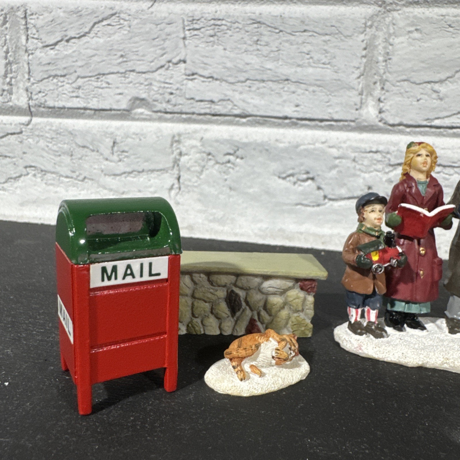 St Nicholas Square Christmas Village Accessory Figure Lot Carolers Wall Mailbox