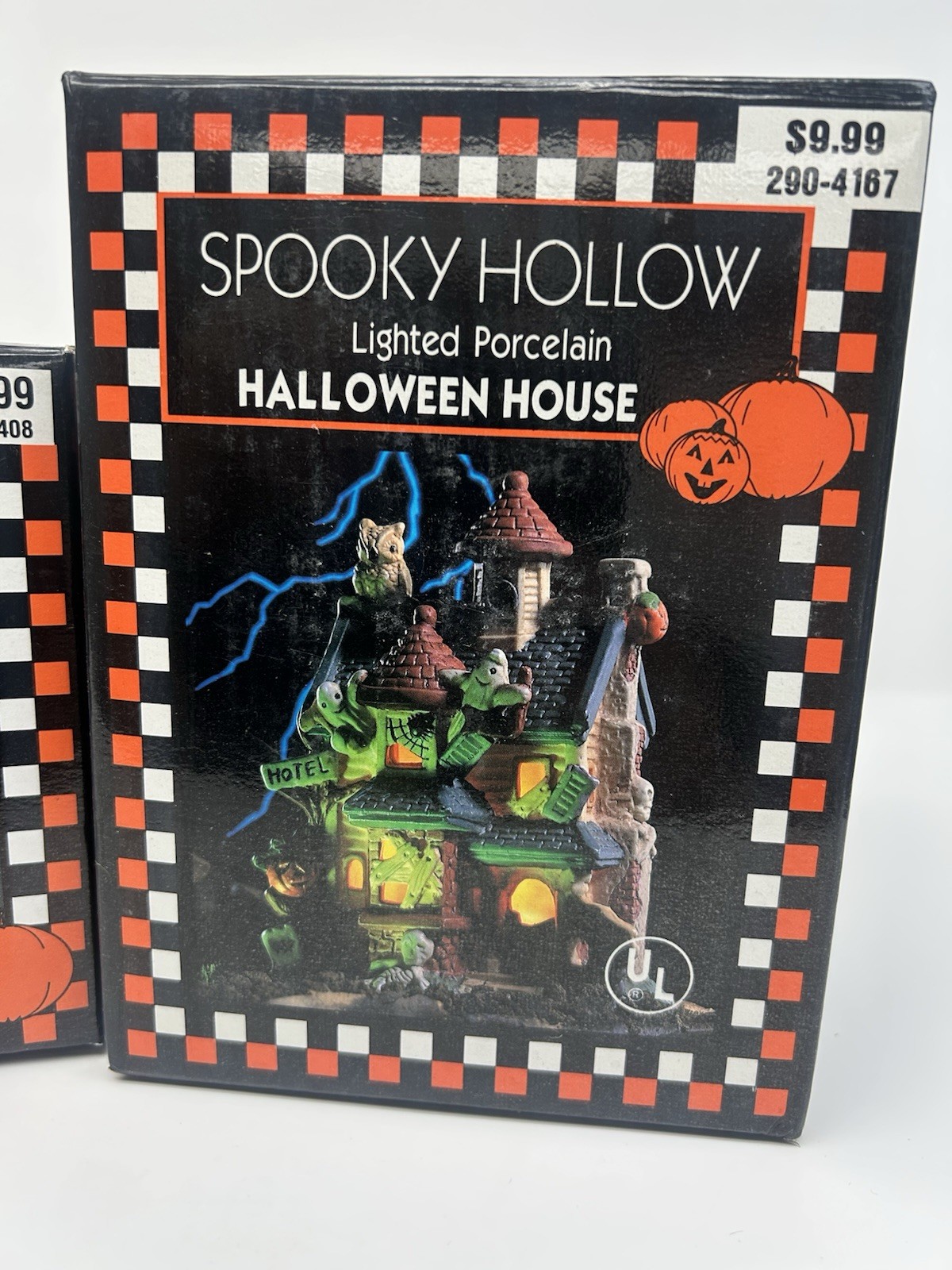 SPOOKY HOLLOW Halloween House & House Accessory-Lighted Porcelain-1996-NEW