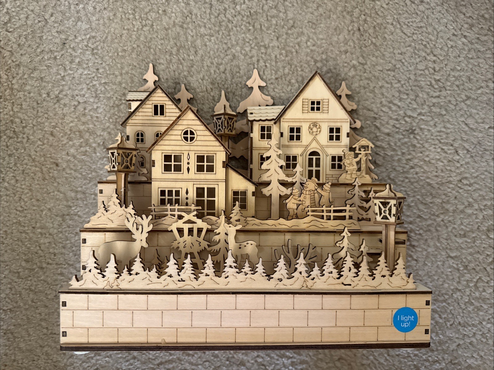Nicole’s Woodland Village Laser Cut Christmas Village LED Lights NEW