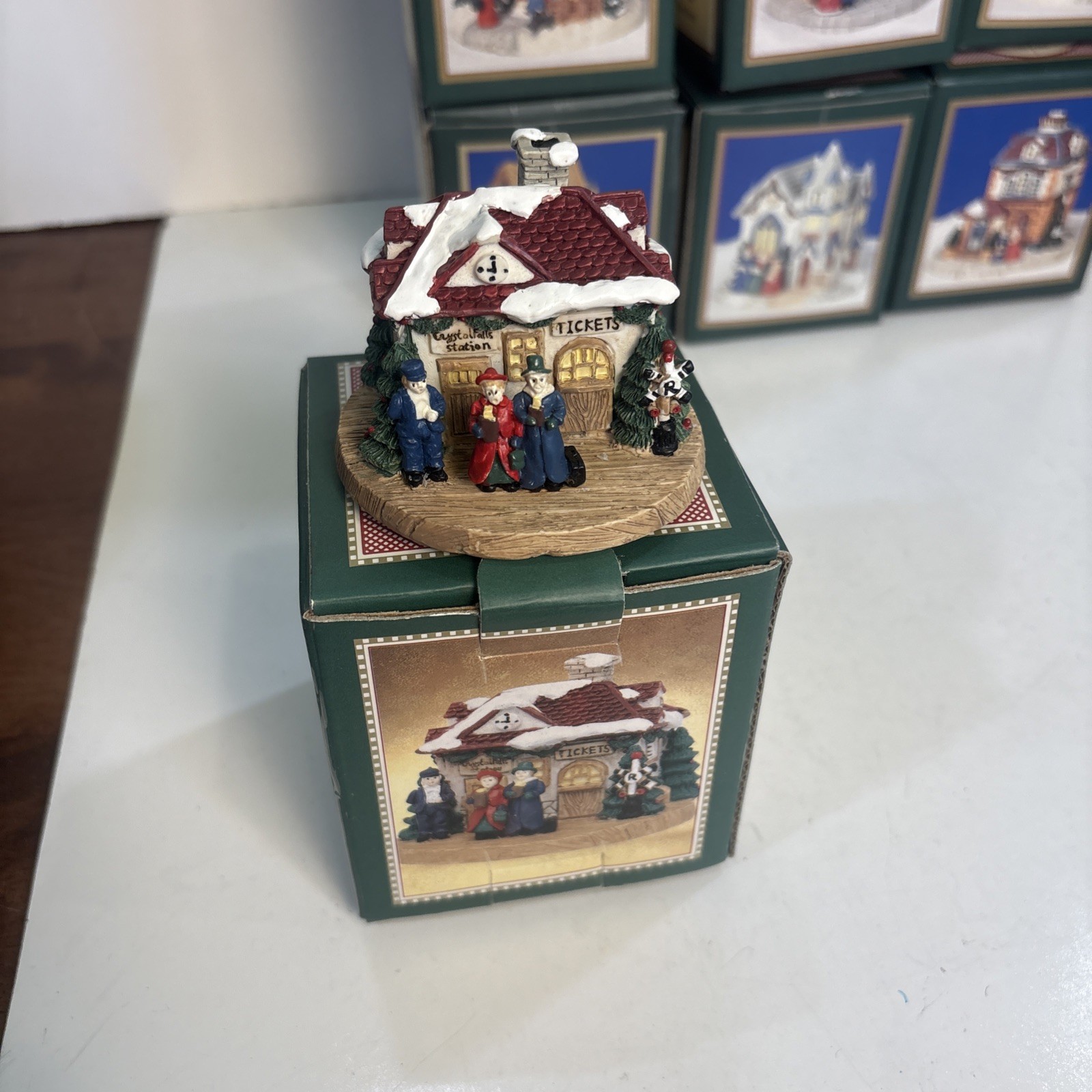 SET OF 12 Christmas Vintage Crystal Falls Village Buildings, 4pc 1992, 8pc 1994