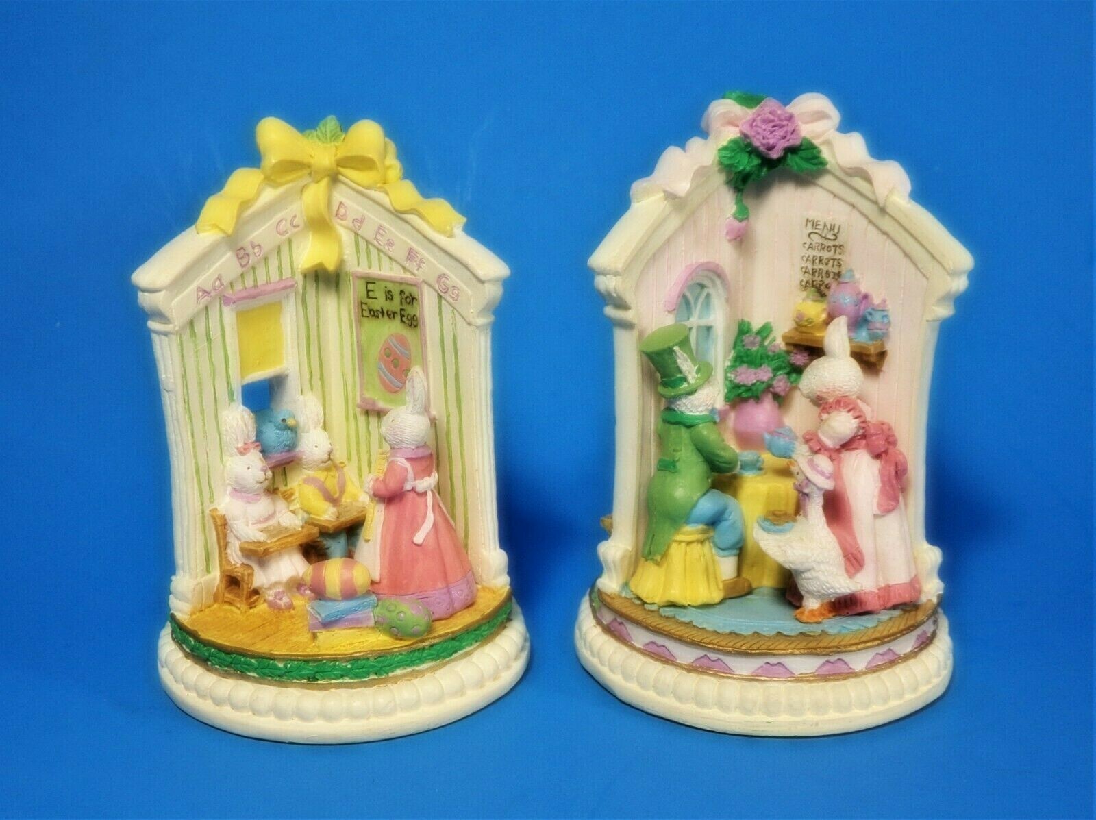 Bunny Corners Family Village Easter Figurines Retired Tea Room BC04 School BC07