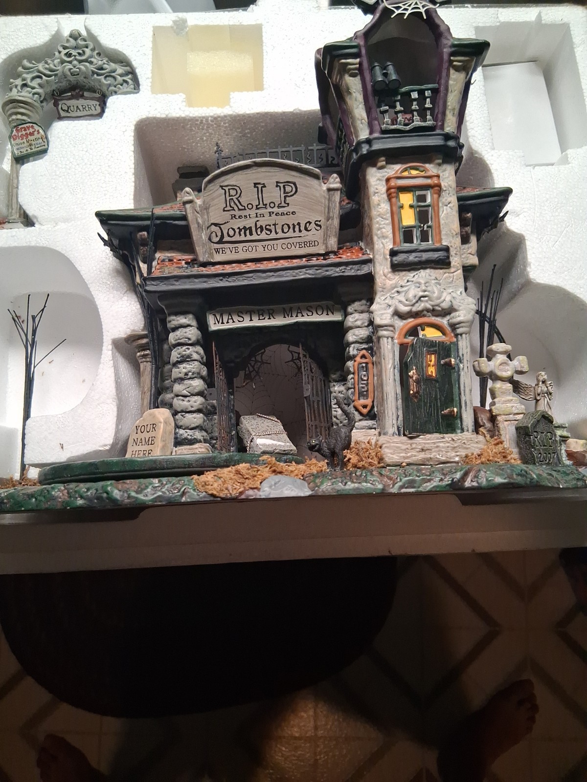 Vintage Dept 56 Snow Village Halloween Rest In Peace Tombstones Haunted. Nice