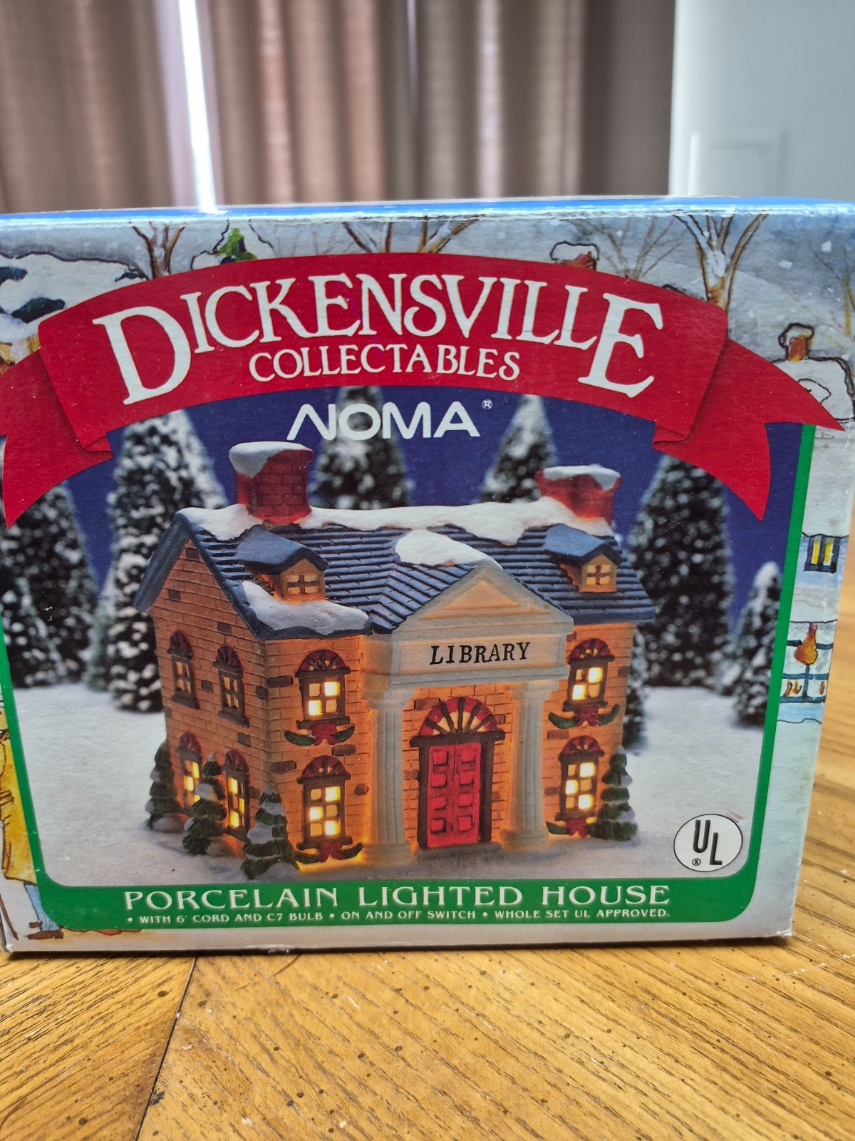 Vtg Dickensville Noma Porcelain Lighted Library