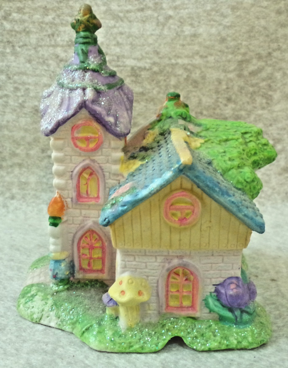 EASTER BUNNY RABBIT HAPPY HOLLOW 2004 CERAMIC 5″ HOUSE DECORATION VERY GLITTERY