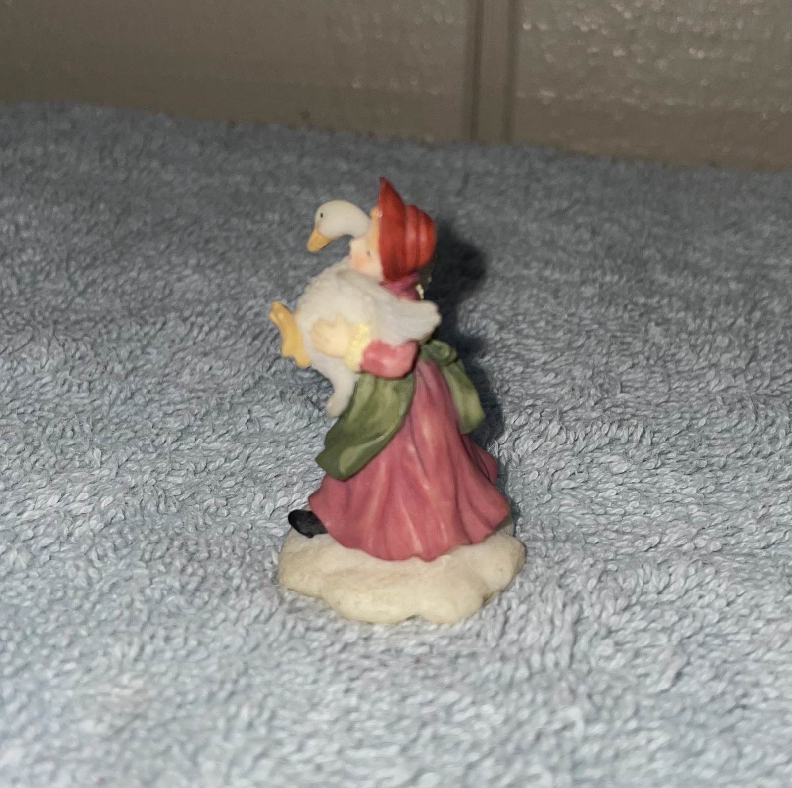 Vtg O’Well Miniature Christmas Village Young Girl with Goose 1.75 Inch China