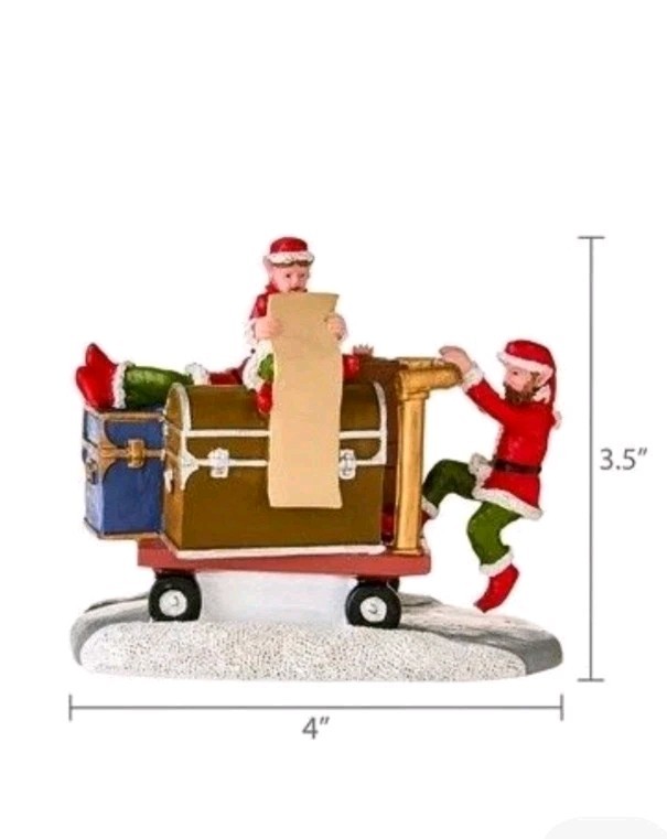 Christmas Village Elves Delivery Duty Decorative Figurine, 3.5″, by Holiday Time
