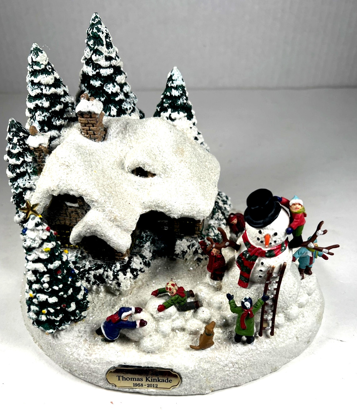 Thomas Kinkade Christmas Table Top Display, “Everett’s Cottage” 1998, Lights Up