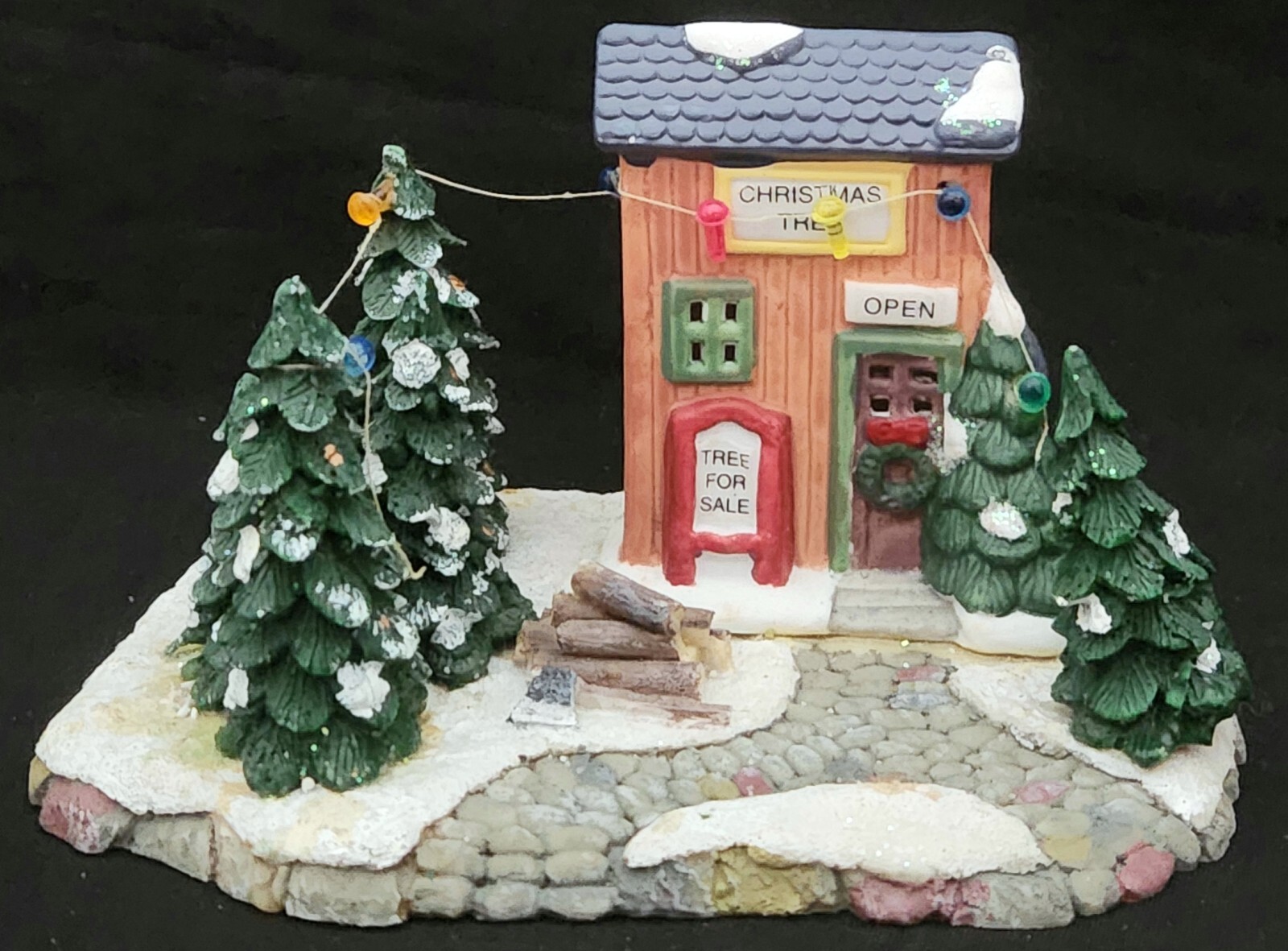 Cobblestone Corner TREE SELLER Christmas Village tree for sale lot bldg NO FENCE