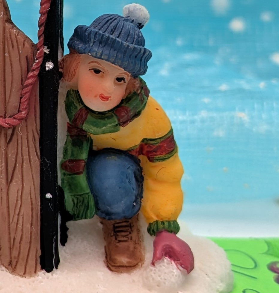 O’Well girl snowball sled Christmas Village Figurine NO BOX INV670
