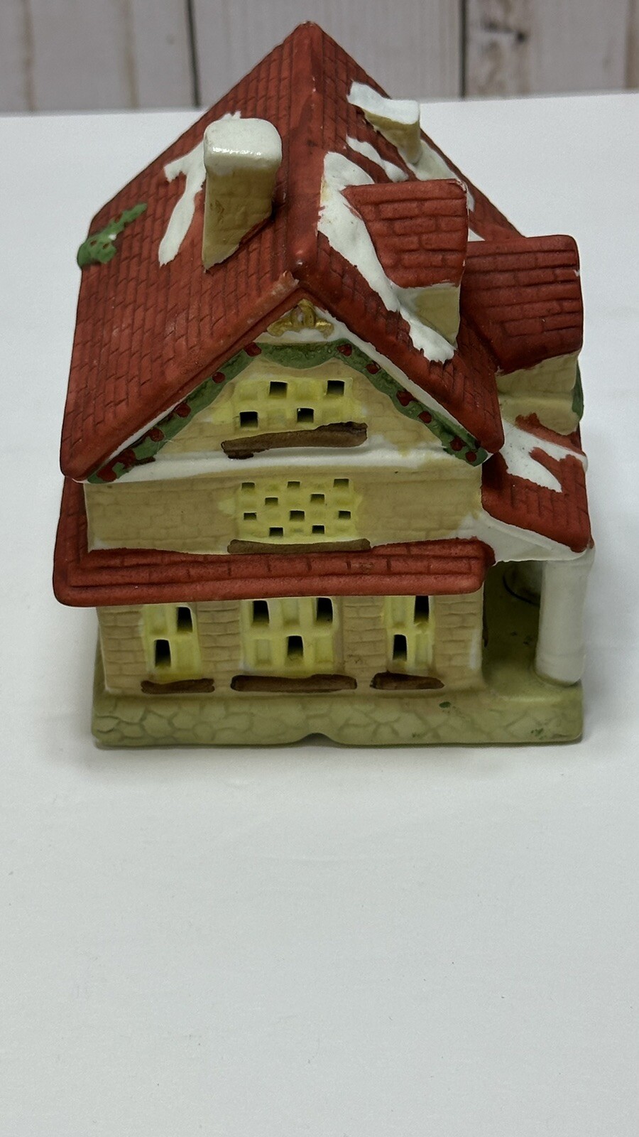Vintage Christmas 1995 Santas Best Porcelain Holiday Village Broken Chimney