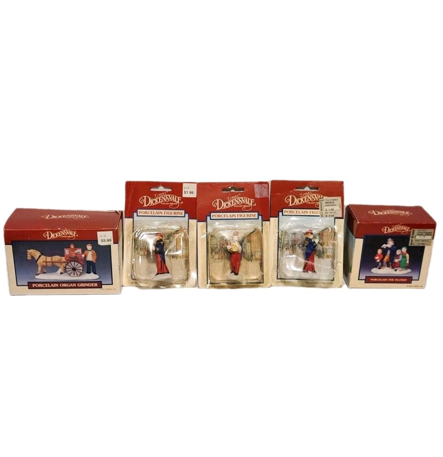 Lemax Dickensvale Porcelain Organ Grinder, Flutist & Marching Band Village Set