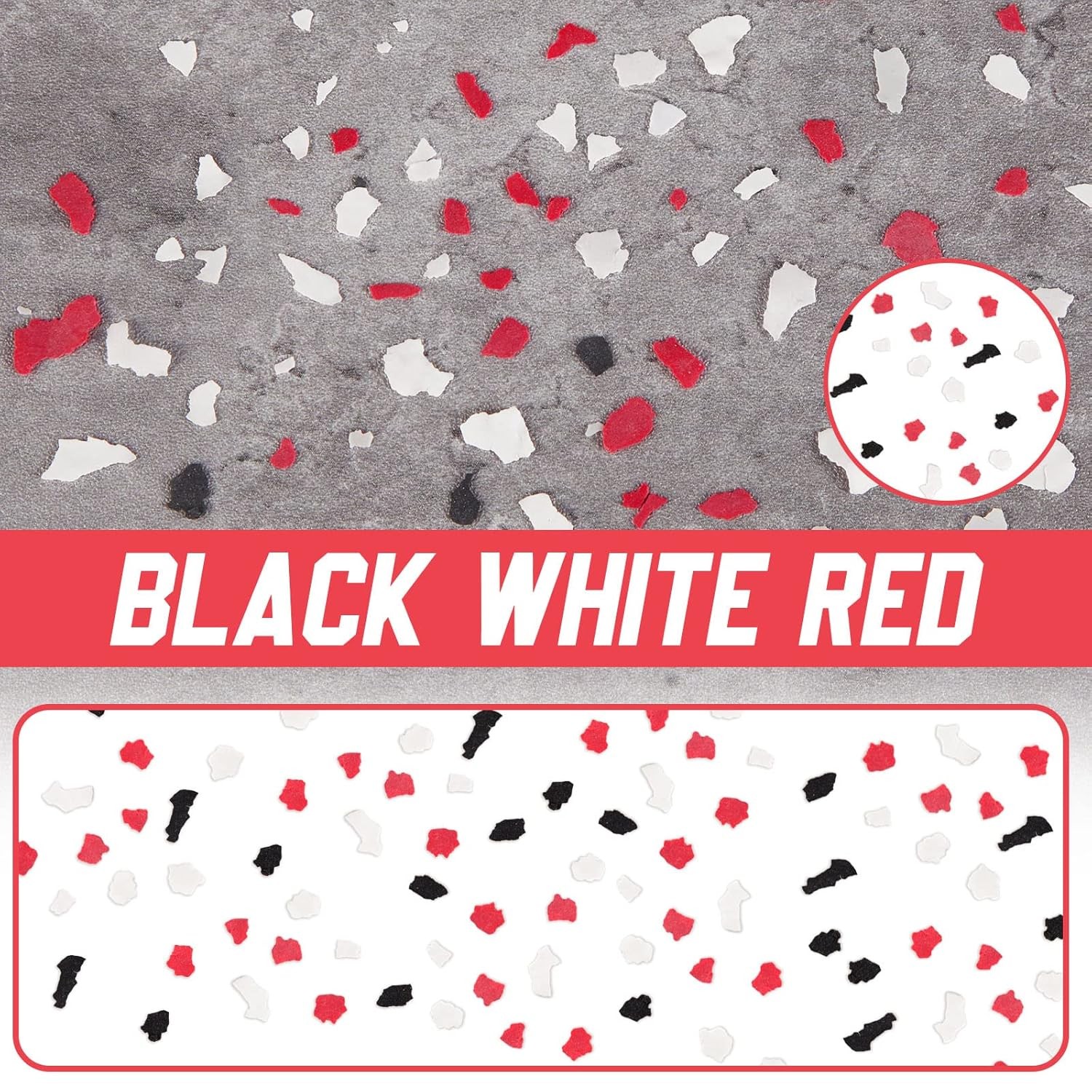 Timtin 2.4 KG / 5.3 LB Decorative Epoxy Floor Flakes Paint Red, Black, White