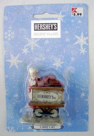 Hershey’s Holiday Village Chocolate Factory Set Lot Candy Cart Cocoa Bean Crates