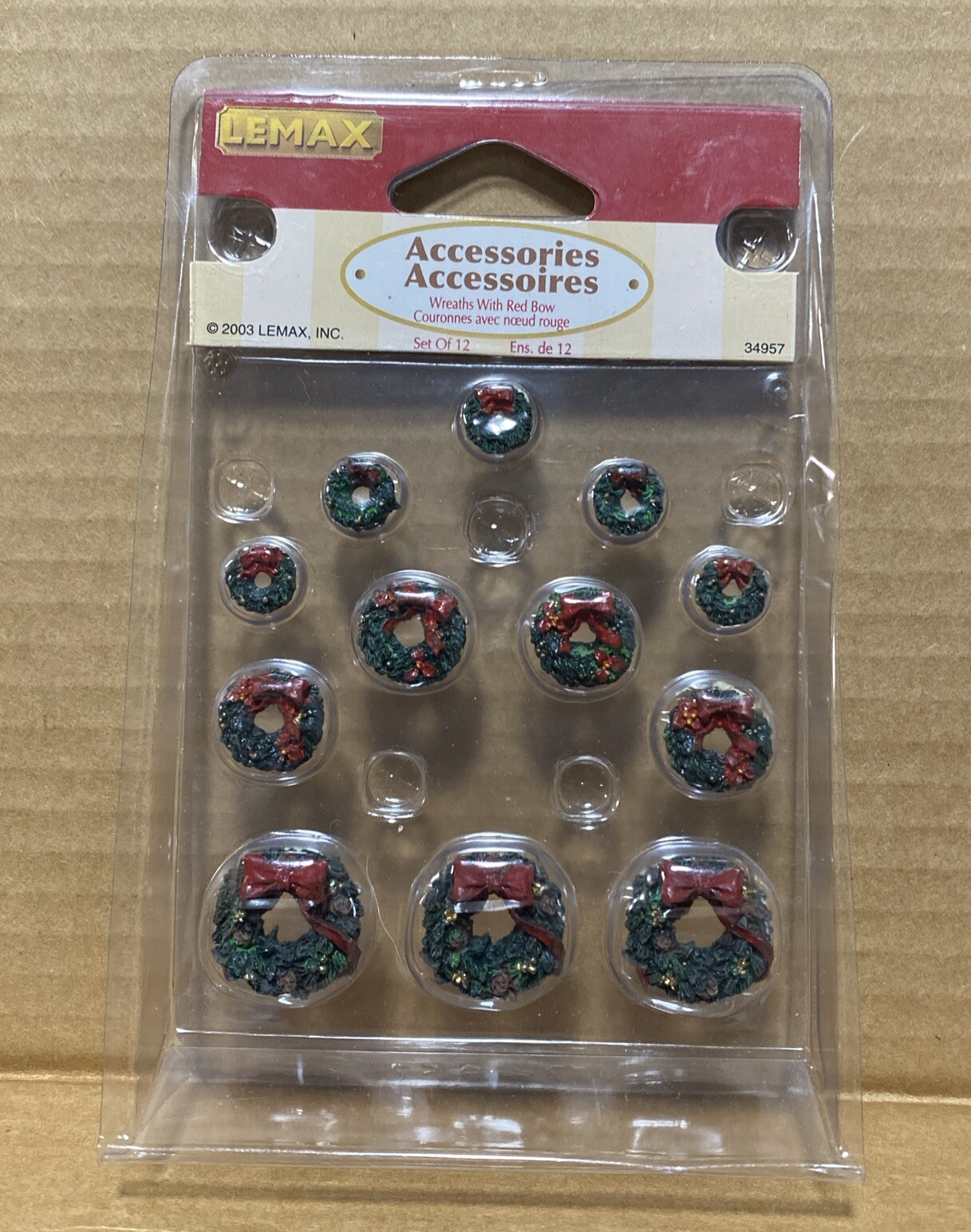 Lemax 2003 Wreaths With Red Bow Set Of 12 General Products #34957 Accessories