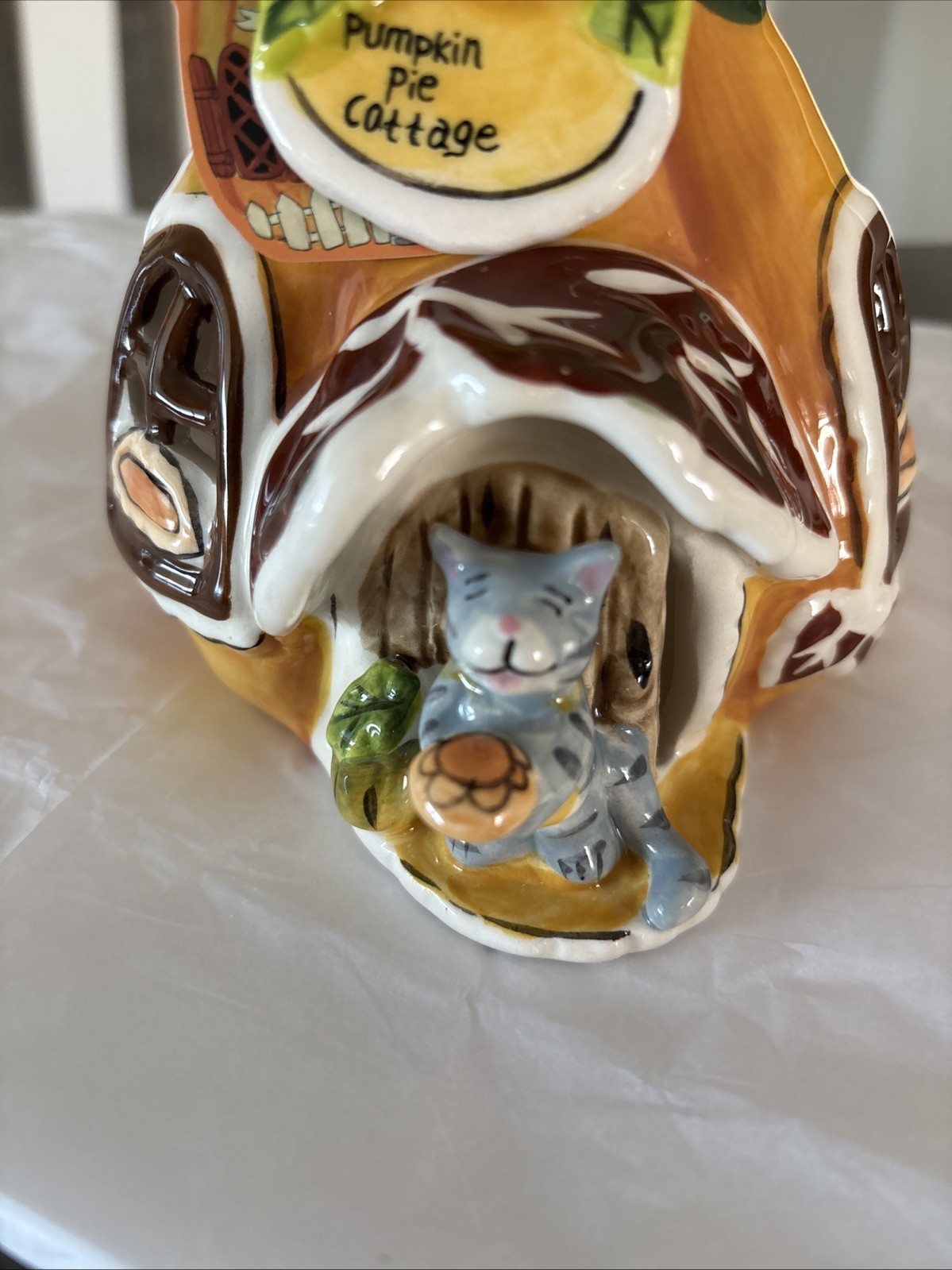 Blue Sky Clayworks Pumpkin Pie Candle House, FALL Village House, NEW