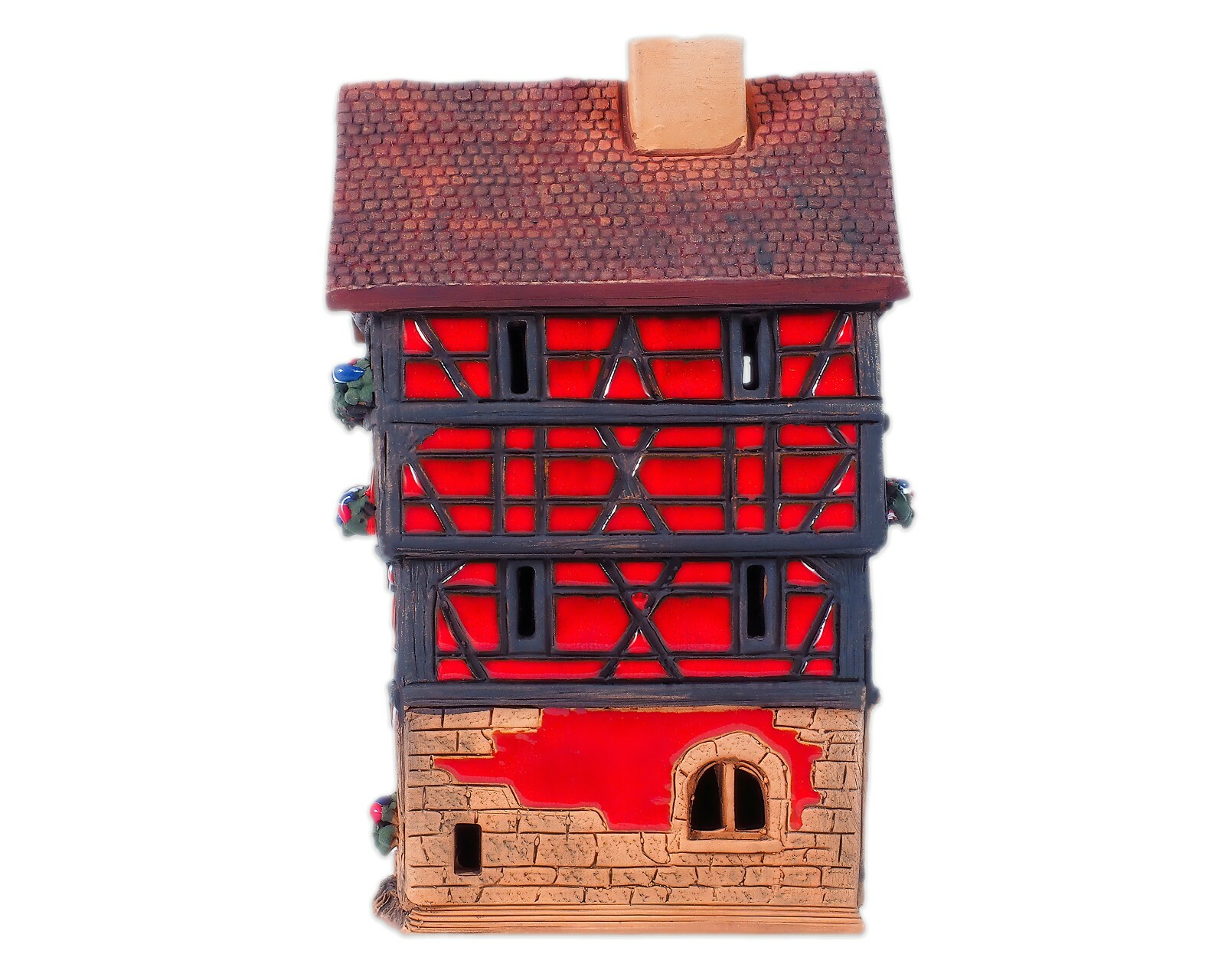 Ceramic tea light candle holder Miniature house in Colmar France Handmade Midene
