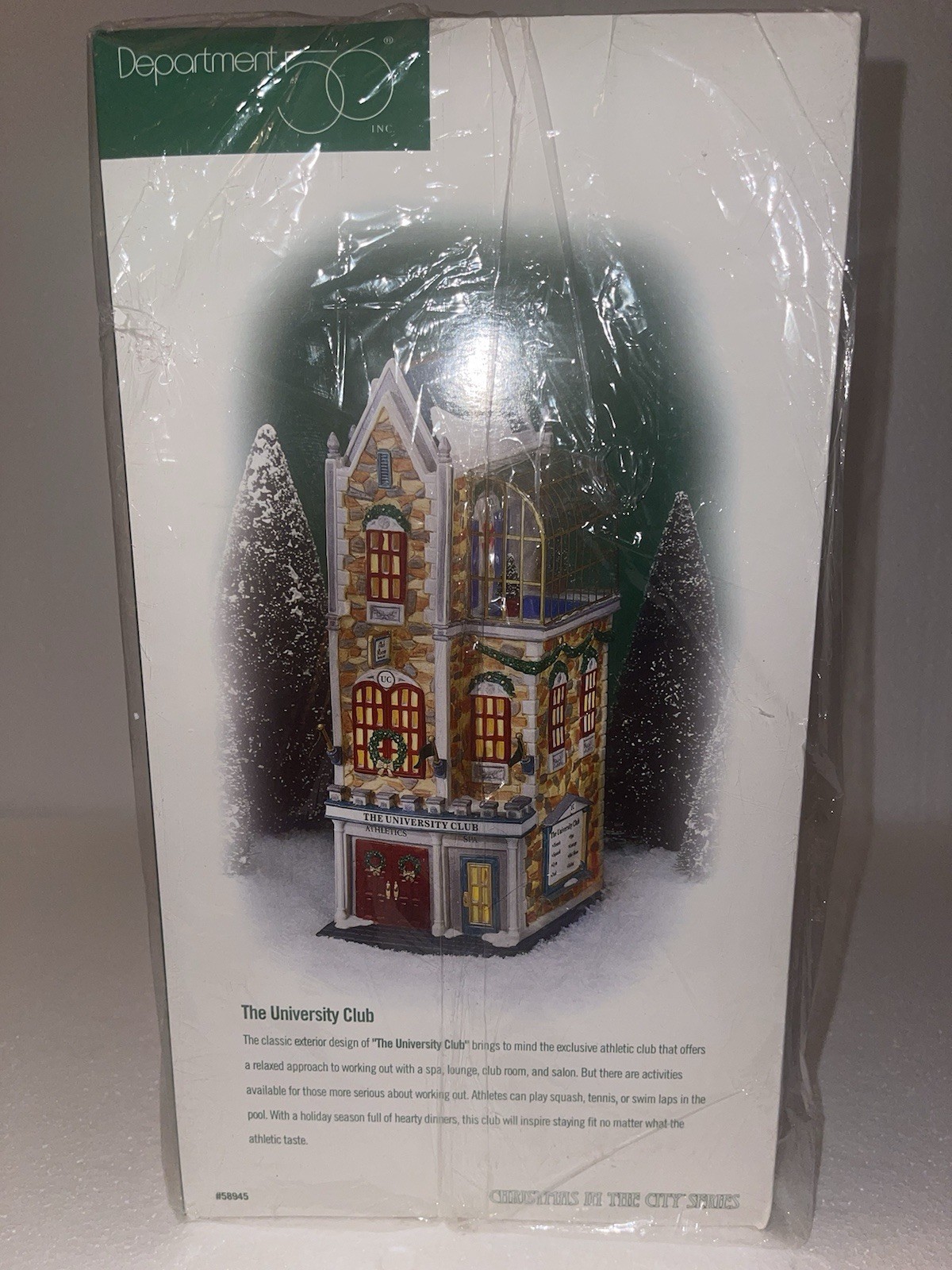DEPT 56 CHRISTMAS IN THE CITY “THE UNIVERSITY CLUB” #58945 NEW/NEVER DISPLAYED
