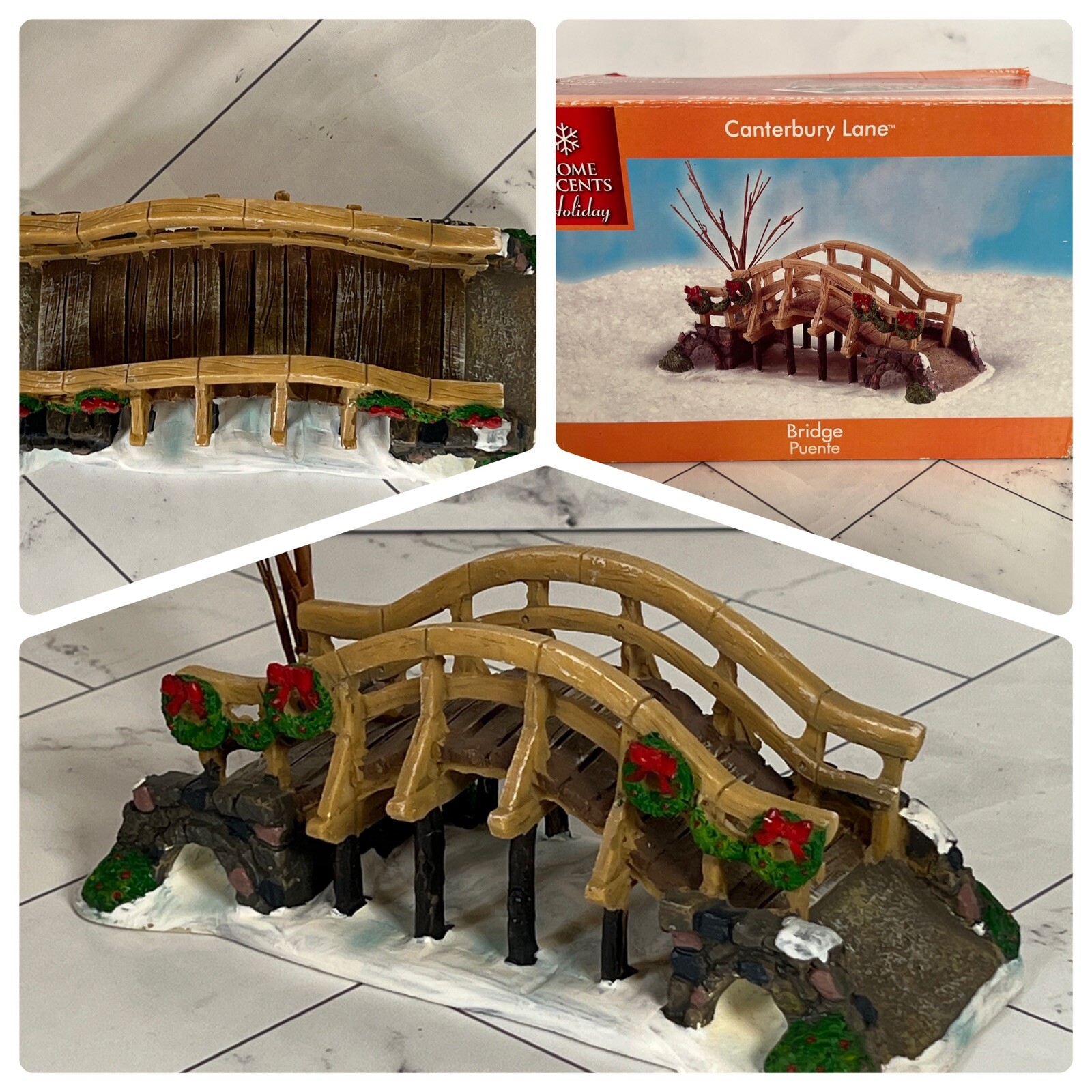 Home Accents Holiday Canterbury Lane Bridge In The Snow w/Box