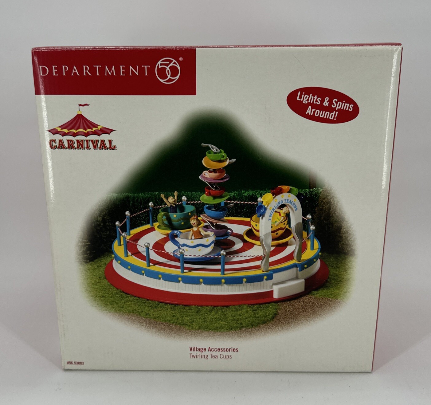 VTG 2004 Department 56 Carnival Twirling Tea Cups Village Accessories #53803 NEW