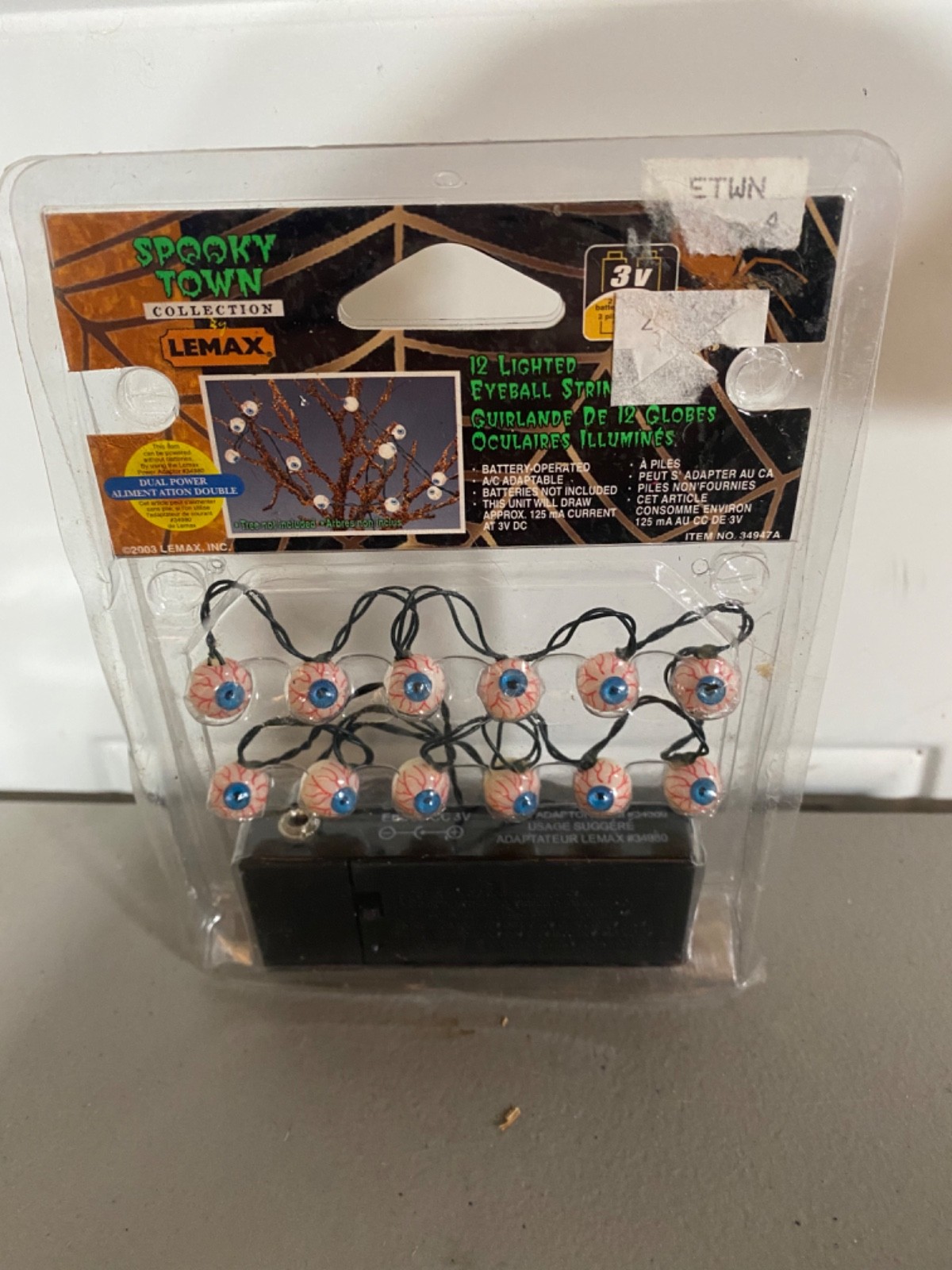 Lemax Spooky Town Halloween 2003 12 Lighted Eyeball String #34947A New in Packag