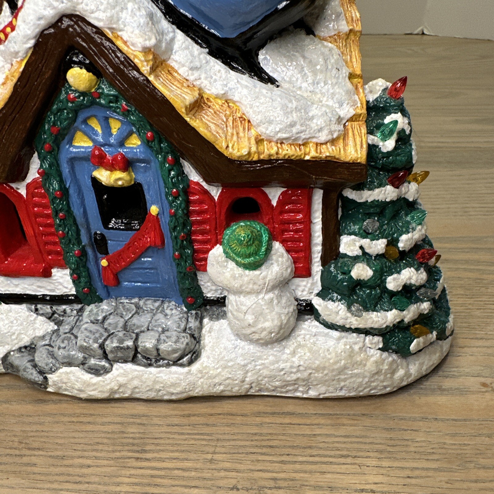 Vtg Christmas House “Up on the House Top” Santa Reindeer Snowman Plastercraft