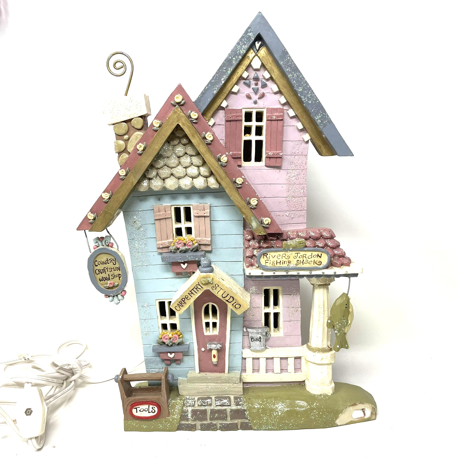 Kurt Adler Fishing Shack Tool Shop Heavenly Blossoms Angel Heights Lighted House