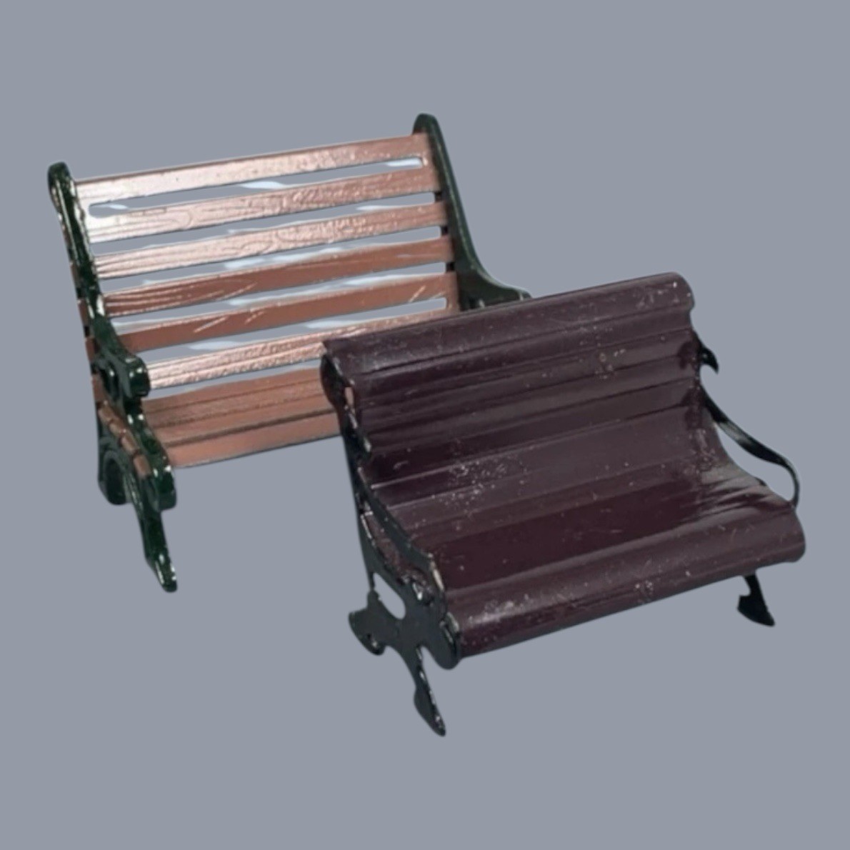Lemax Bench Christmas Village Miniature Metal & Plastic Park Bench Qty 2