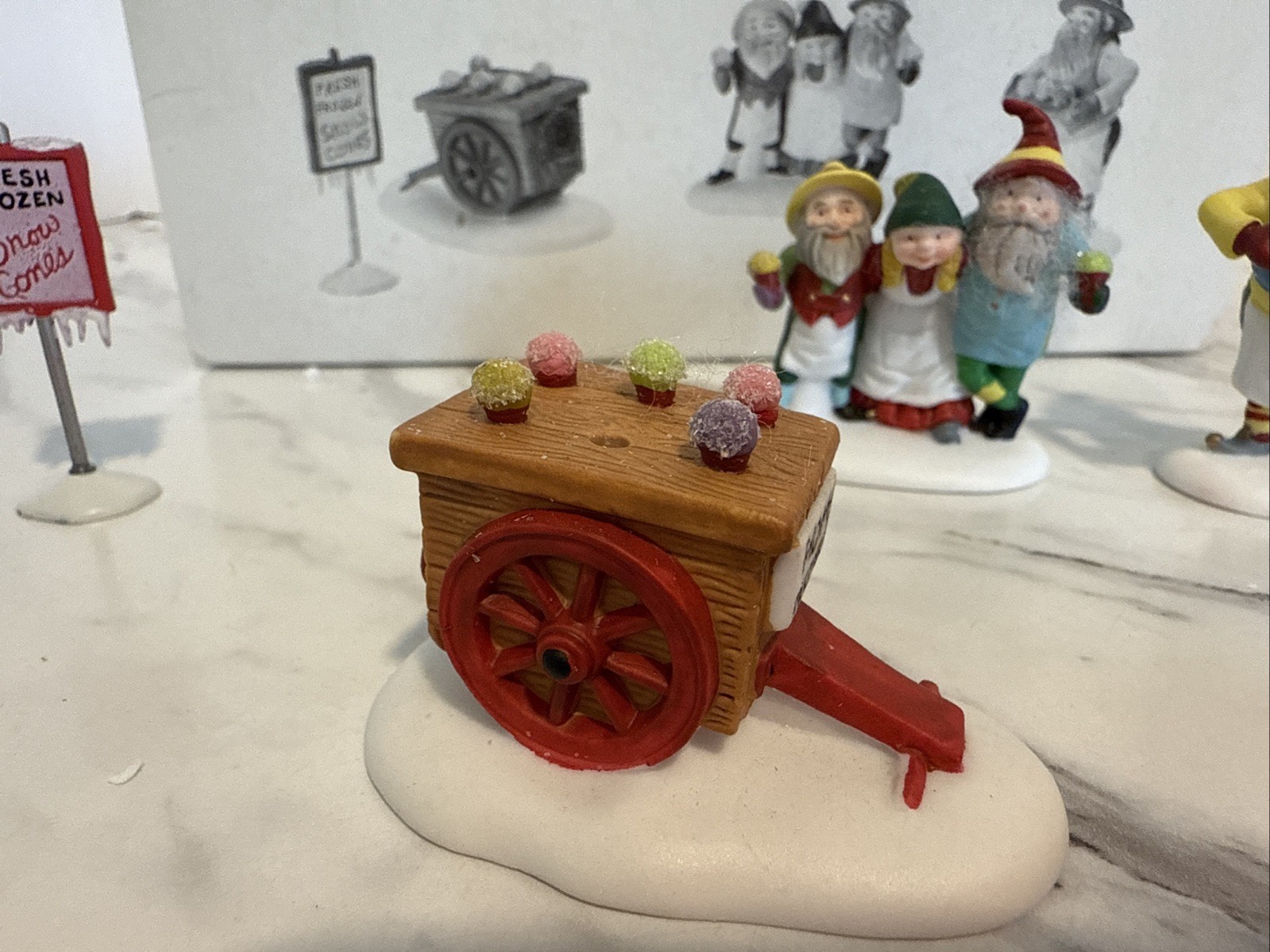Dept 56 North Pole Series Accessory Snow Cone Elves 4pc Christmas Set #56375