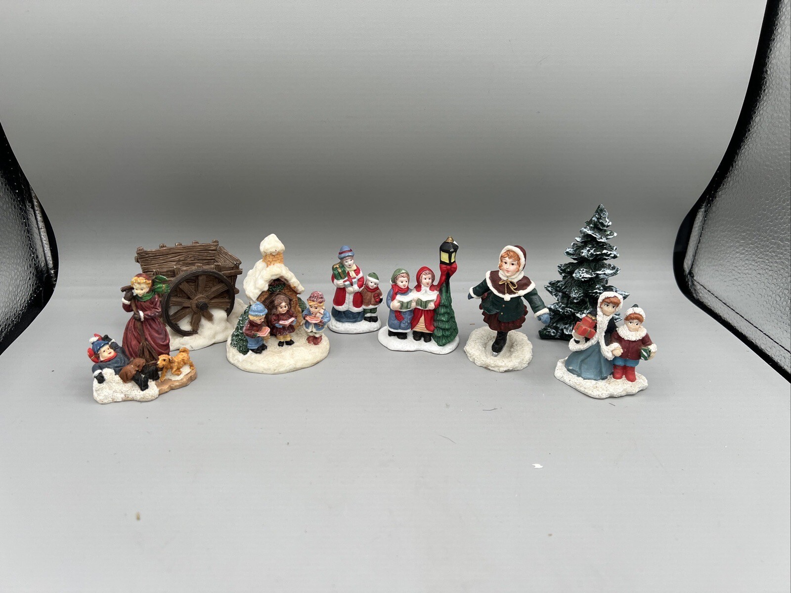 Set Of 8 Christmas Village Figures Mix Lot
