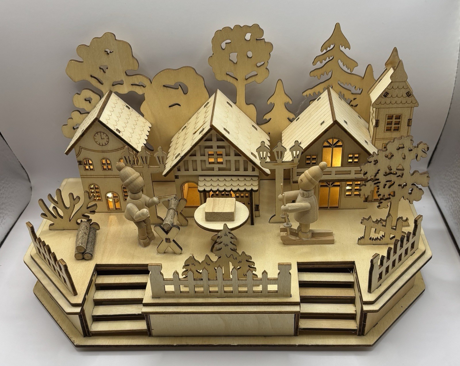 Nicole’s Woodland Village JH-16023B Laser Cut Winter Wonderland with LED Light