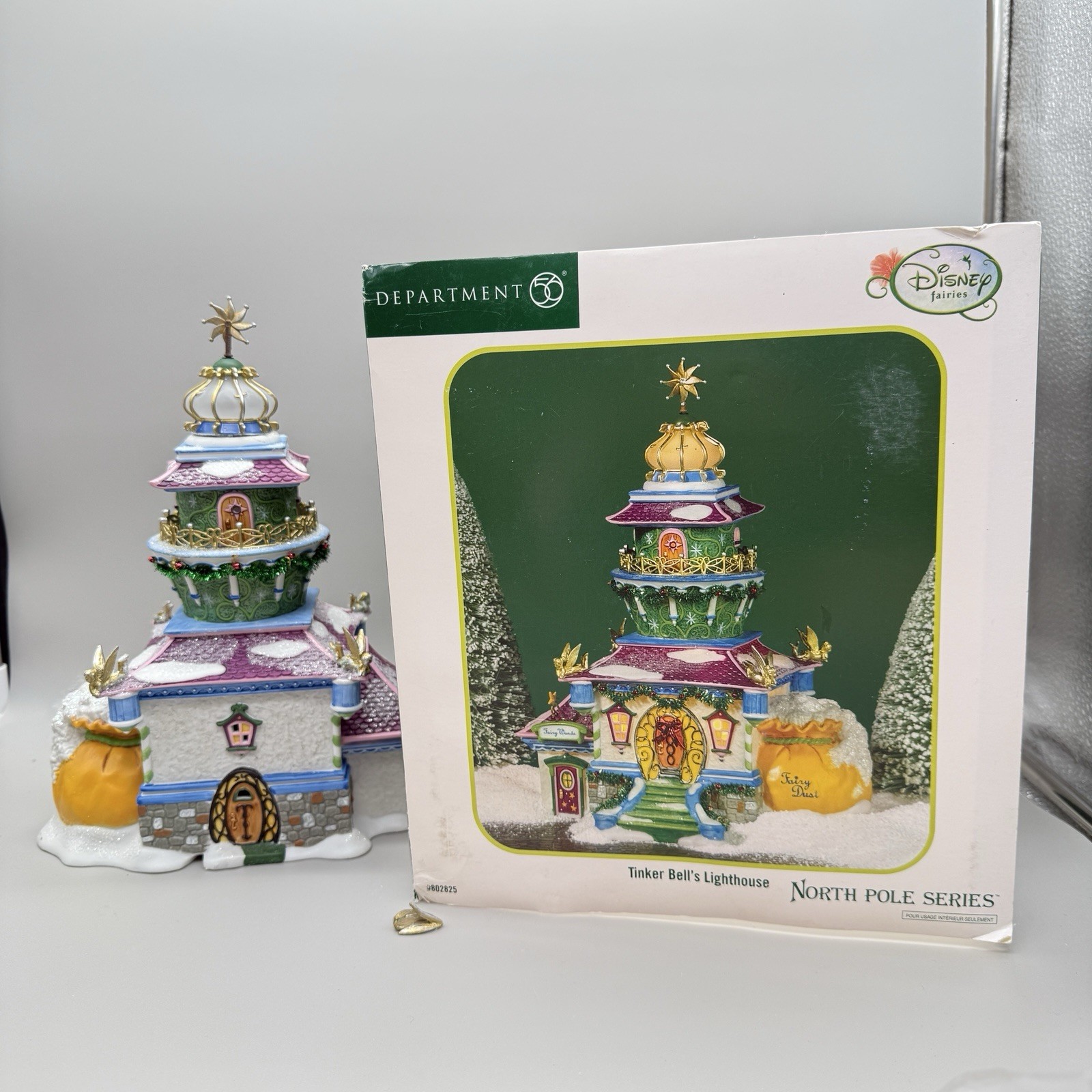 Vintage Dept 56 Disney North Pole Tinker Bell’s Lighthouse 802825 W/ Box READ