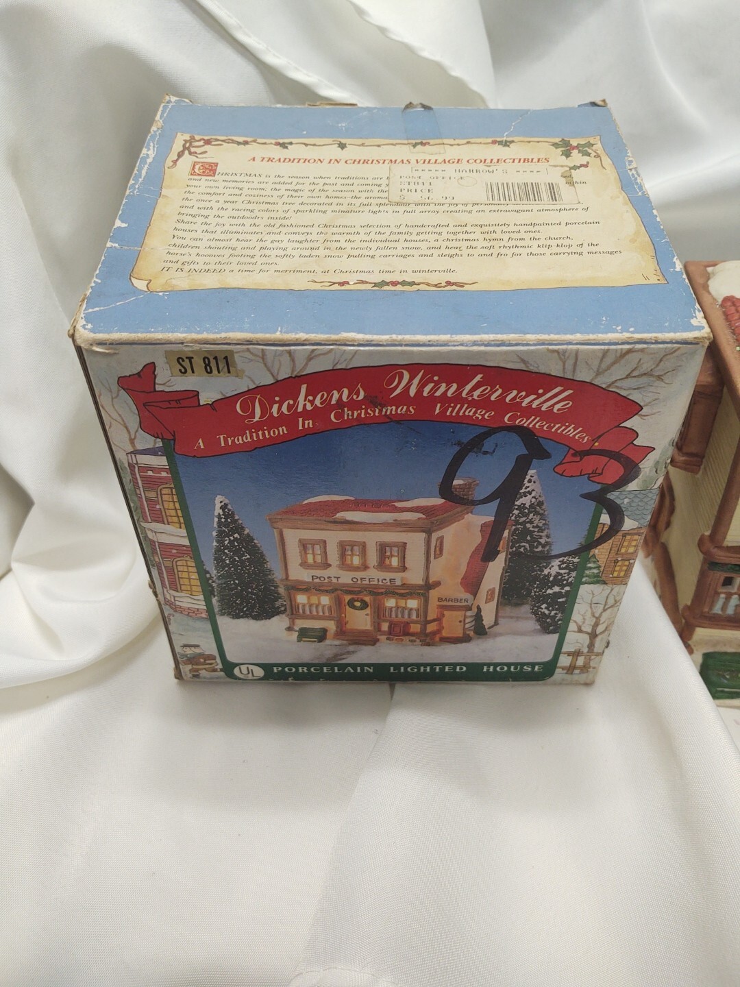 Dickensville Post Office & Barber Shop Lighted Village With Box And Light Cord