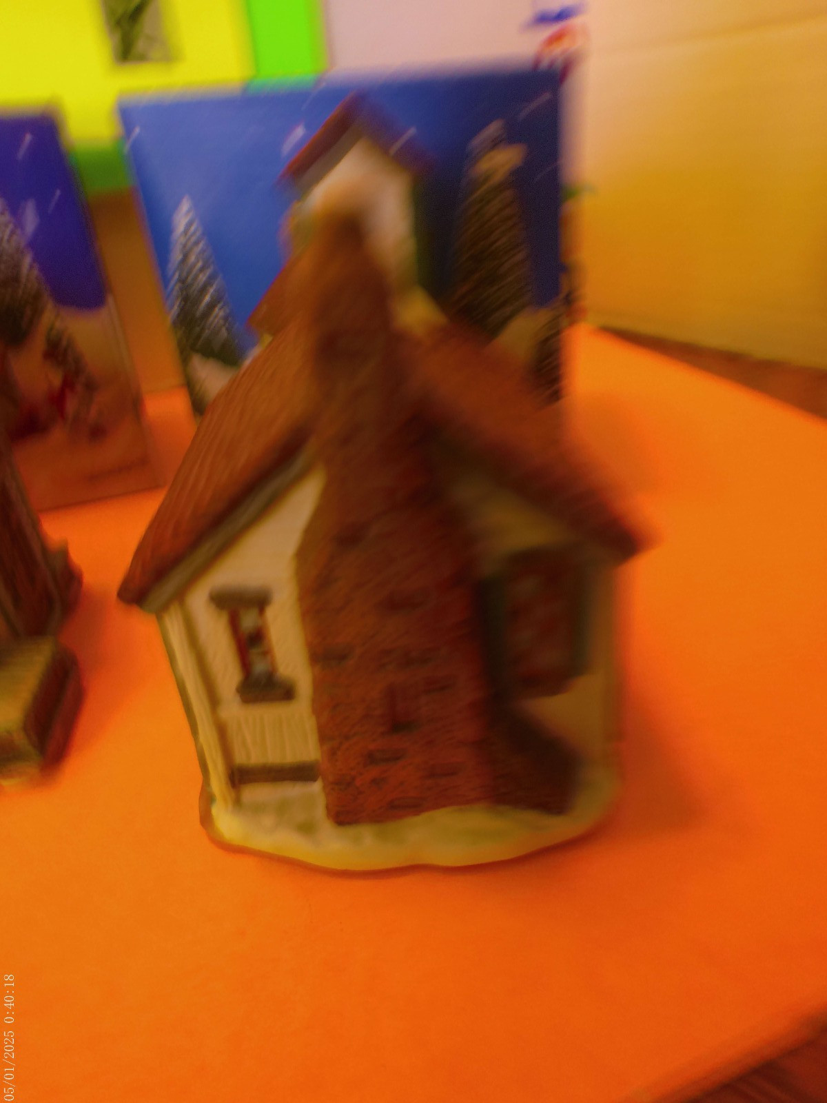 Three * “Home Town America “Porcelain Bisque Items “Barn “Train Station, School”