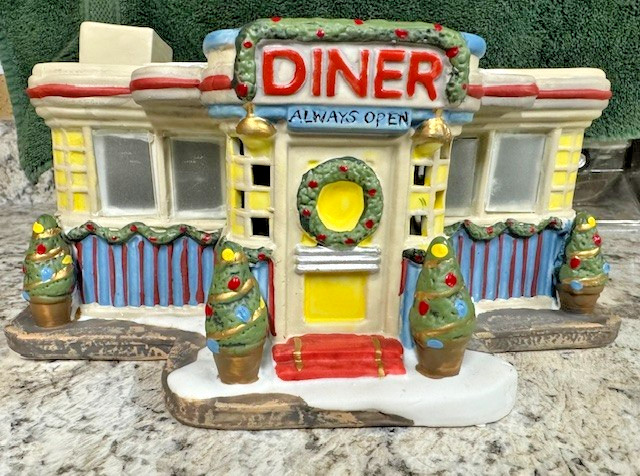 Retroville Christmas village item, “Pop’s Diner”, painted porcelain, lighted