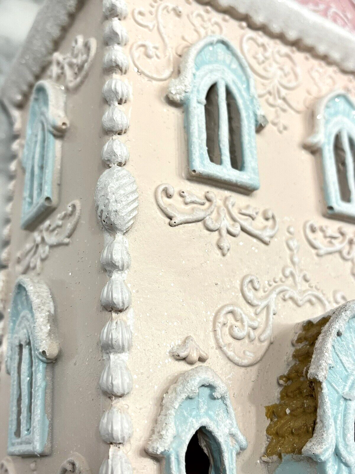 Pink Christmas Victorian Gingerbread House Lights Up 13.5″ NEW
