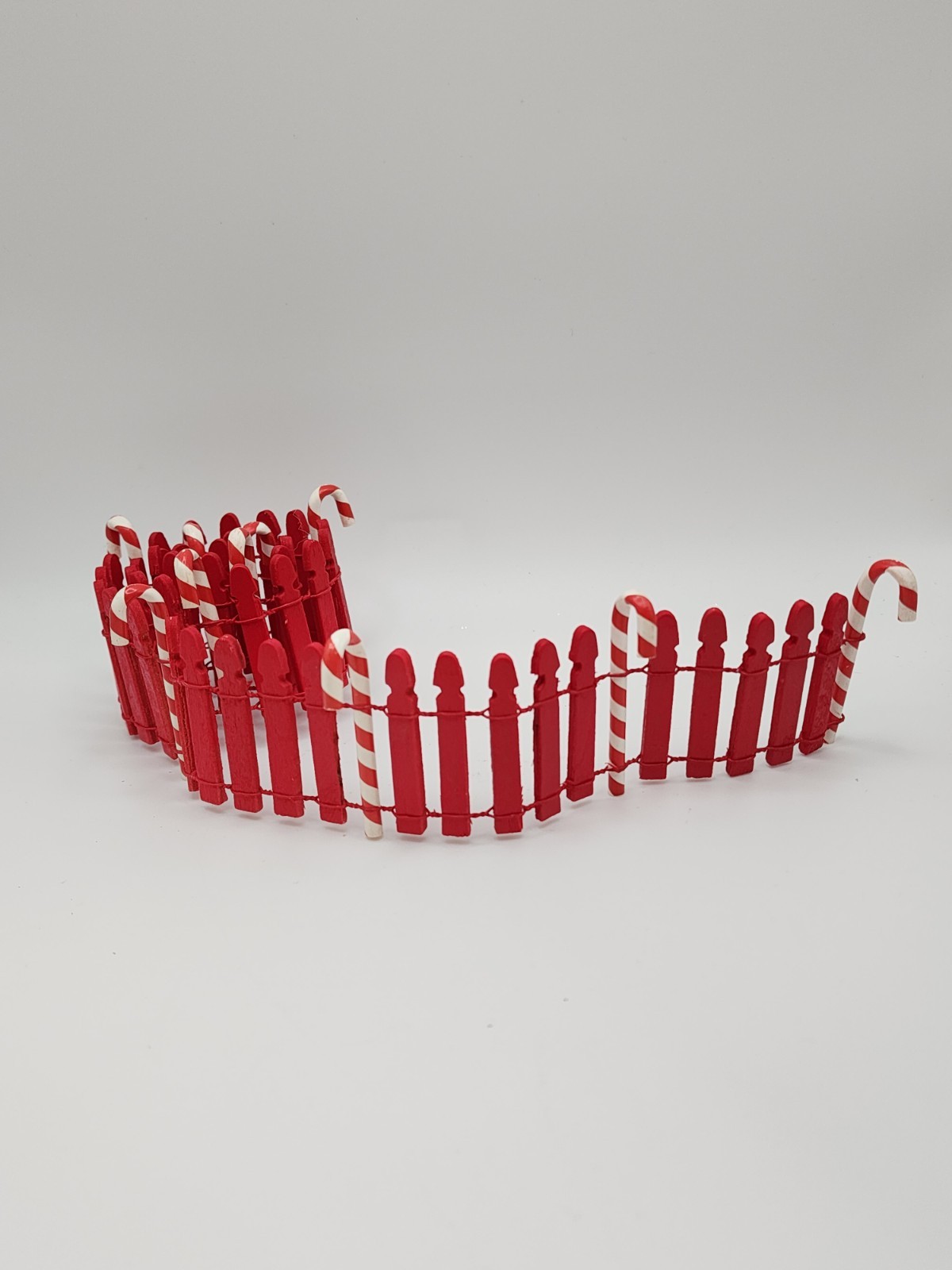Christmas Village Accessories Candy Cane Fence Elves Snow Village Set of 2