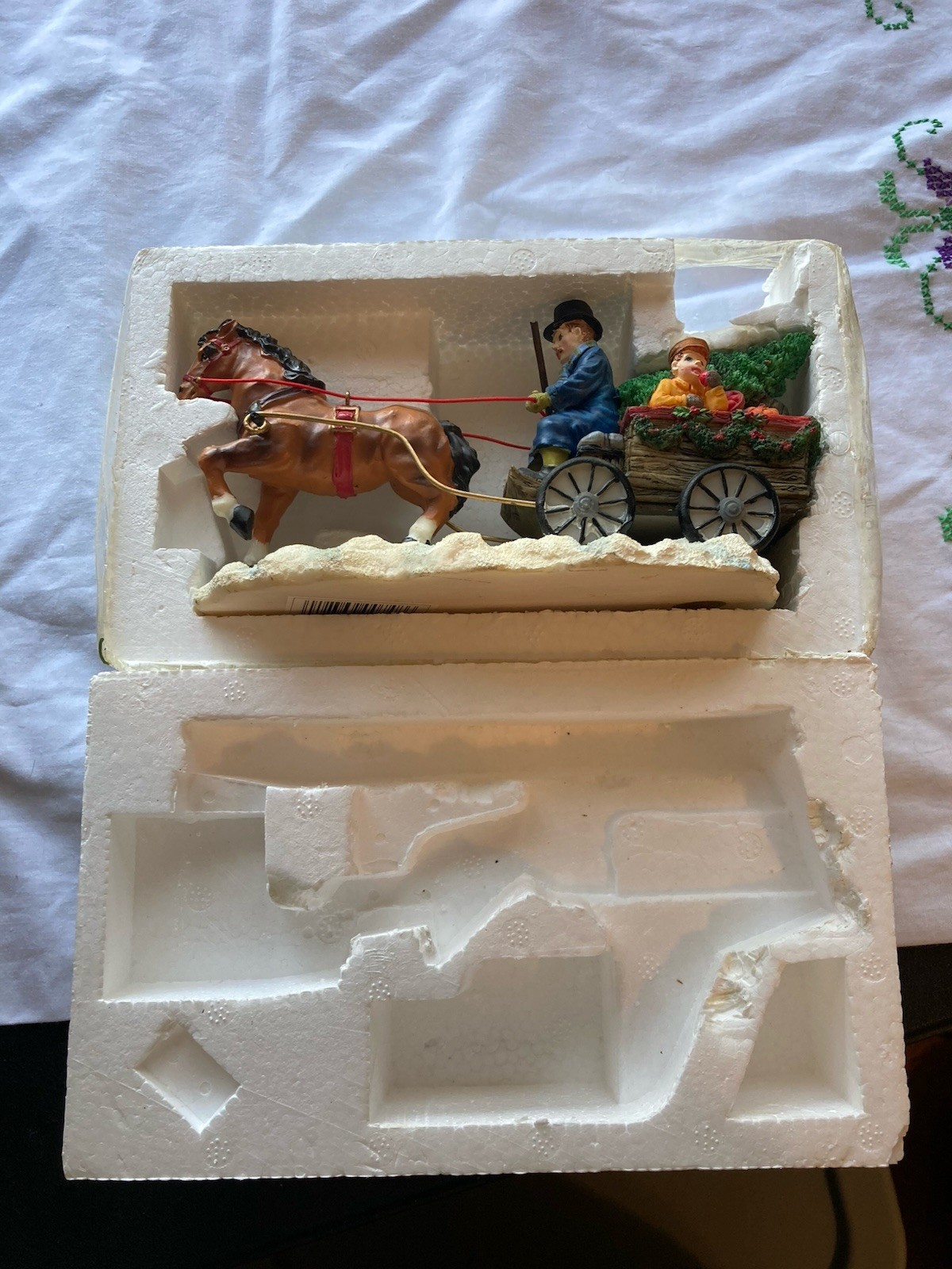 Trim A Home Village Scene Horse Carriage Christmas Tree Vintage Kmart Decoration