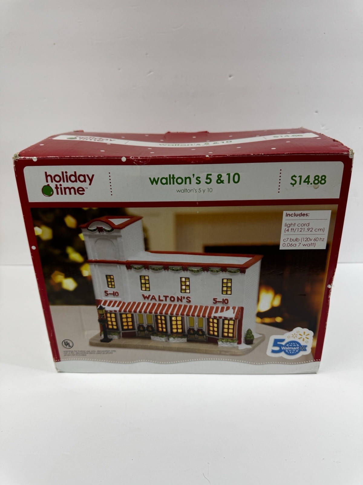 Holiday Time Christmas Village Store Lighted Waltons 5 & 10 Works