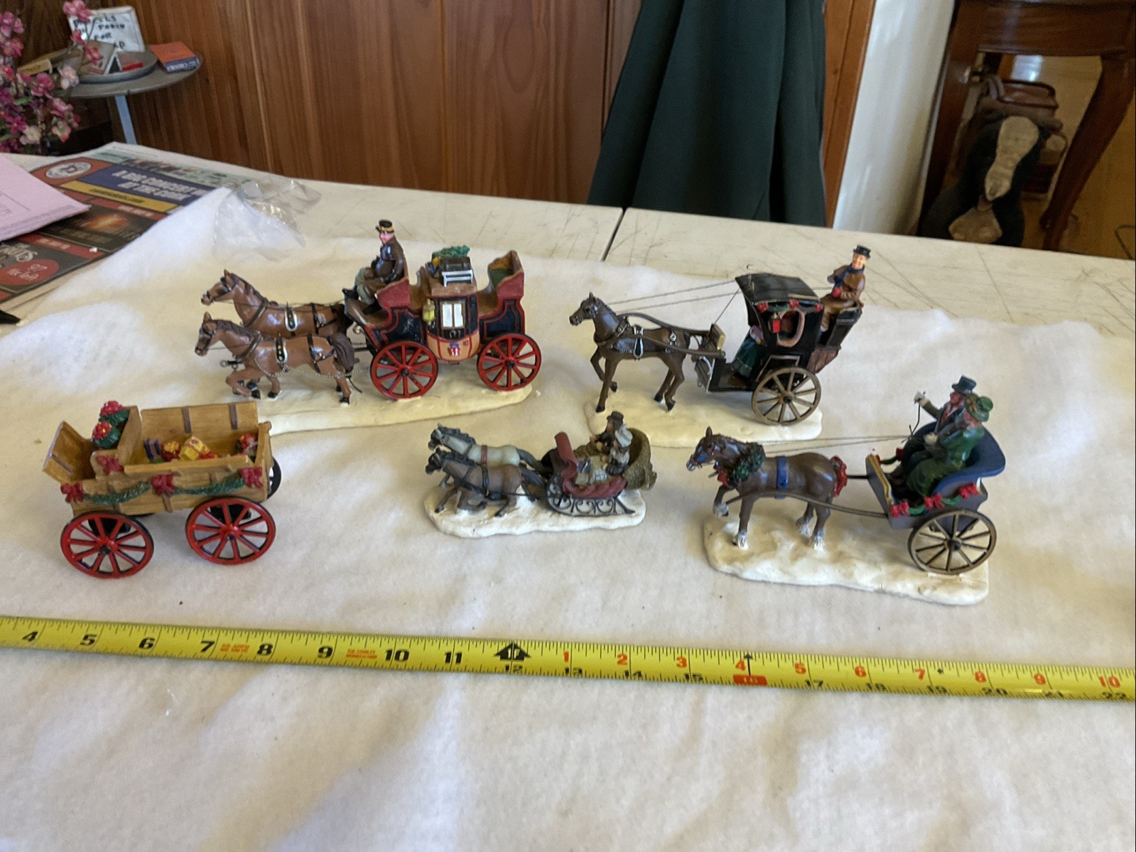 Lemax And Misc Christmas Village Accessories Horse Drawn Carriage Lot