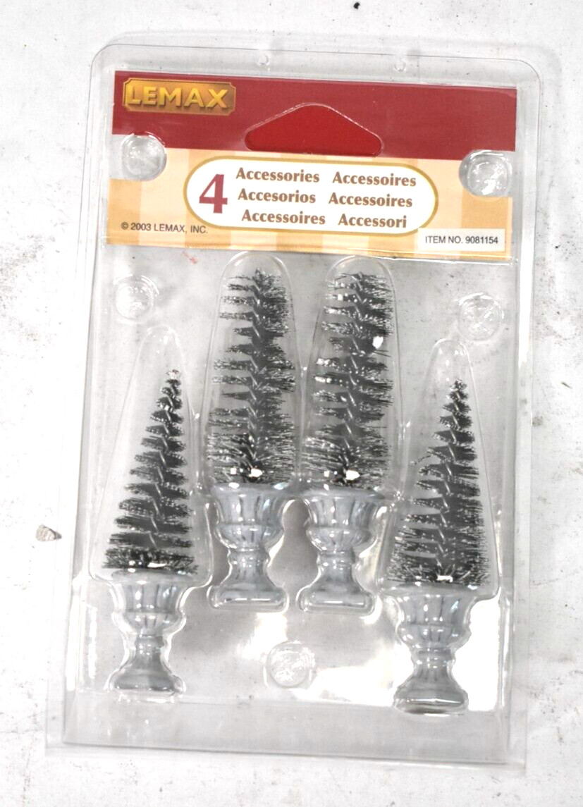 Lemax Christmas Village Cone Shaped & Sculpted Topiary 4 Pack Home Decor