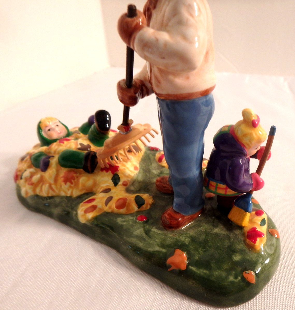 Dept 56 Preparing for Halloween #54982, Raking Leaves, Ceramic