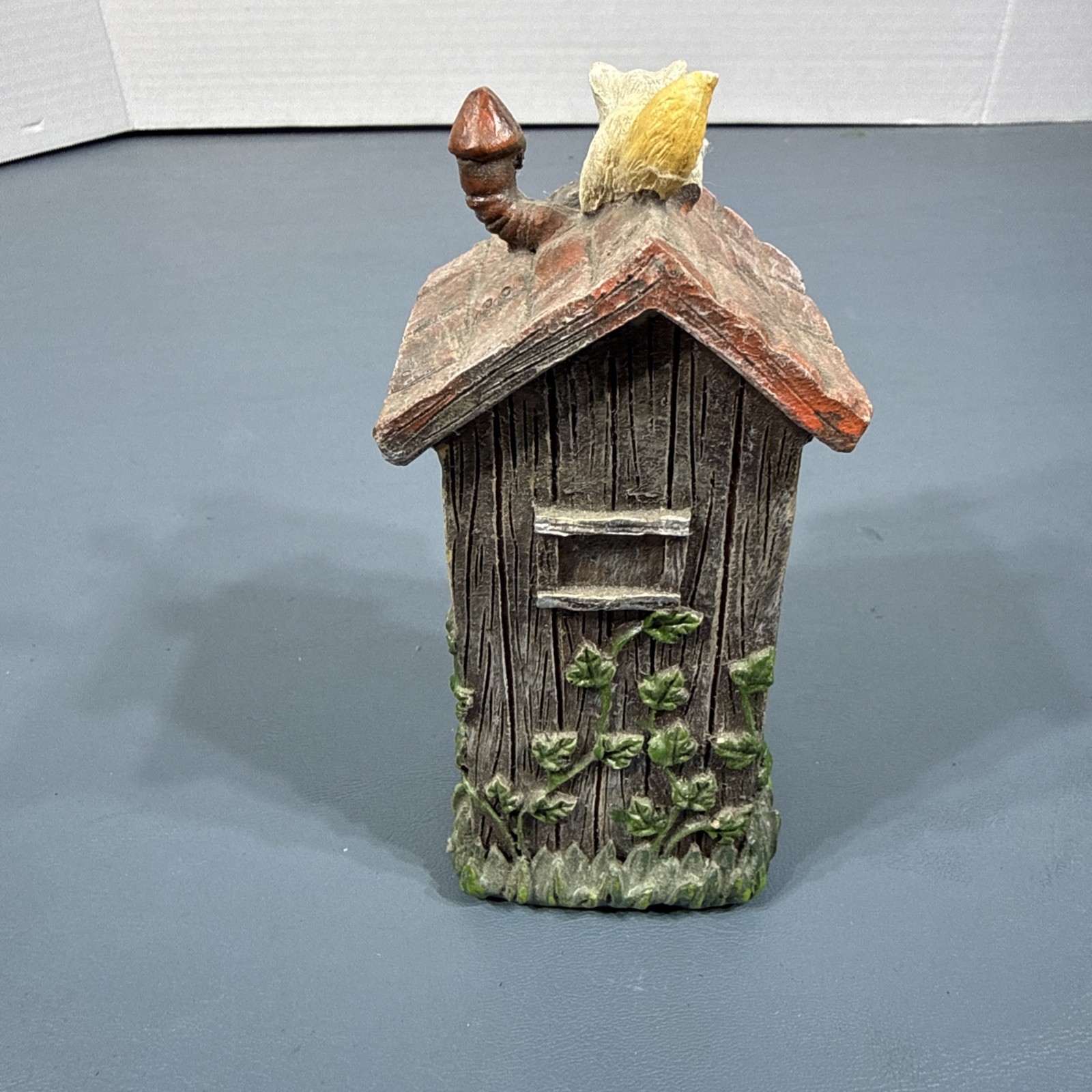 Vintage Out House Racoon on Roof Resin 5″ Tall