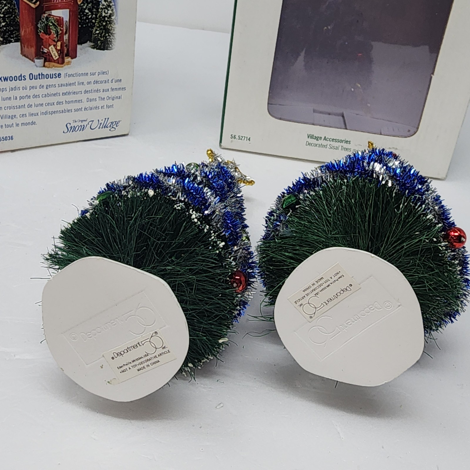 Department 56 Original Snow Village Lighted Backwood Outhouse Sisal Tree In Box