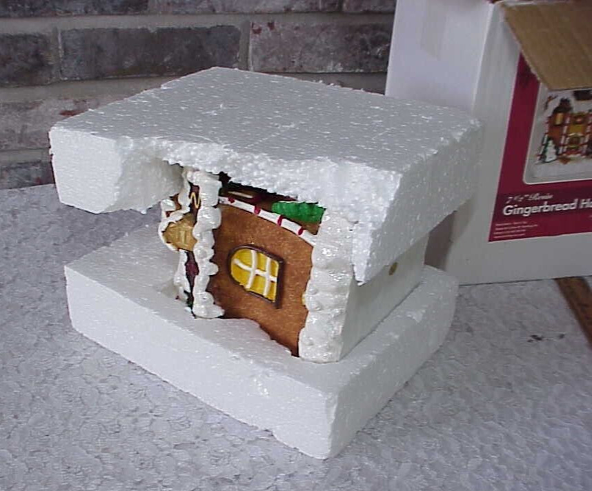 Christmas Gingerbread House Display Tabletop Resin Decorated Box Sterling