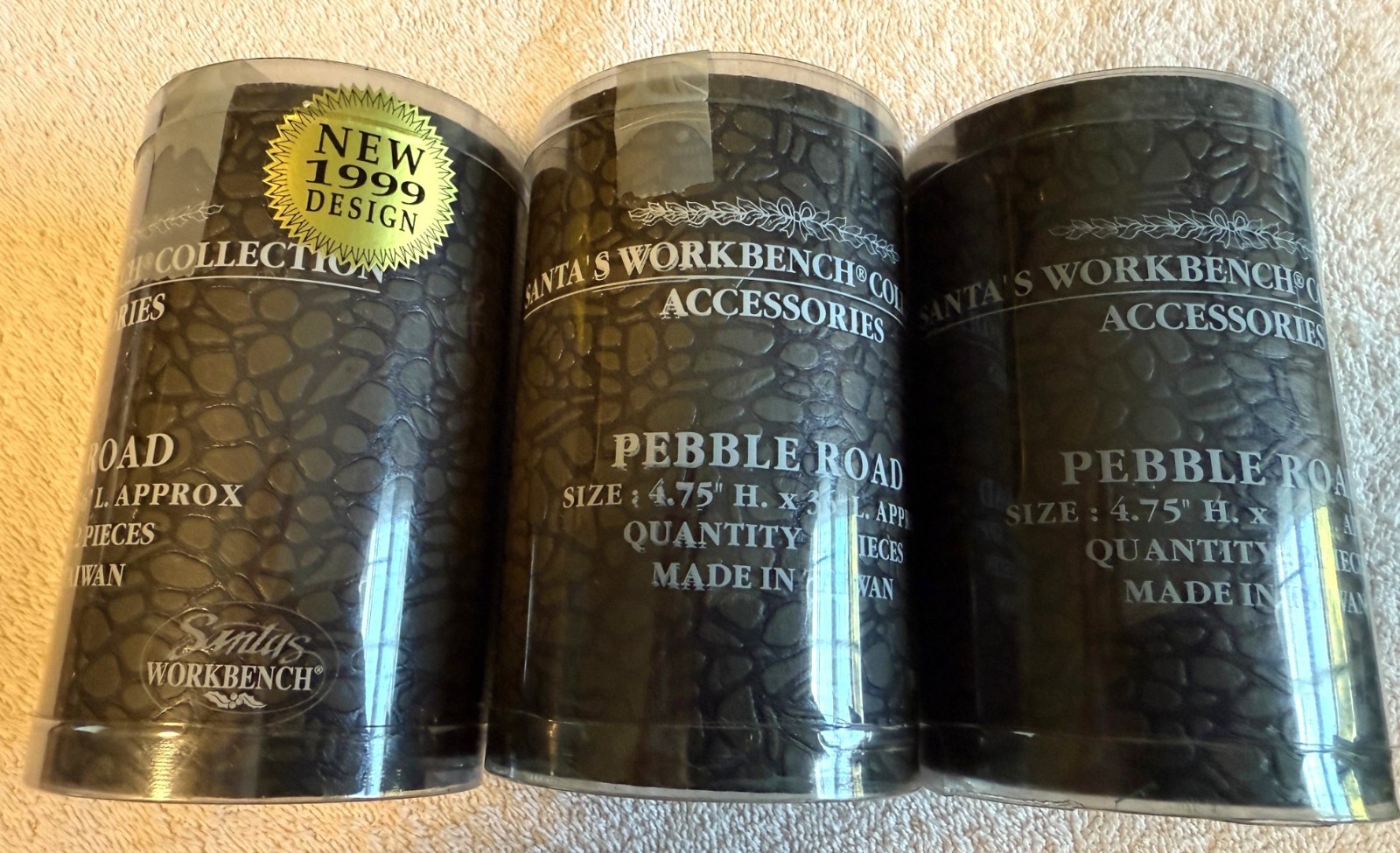 (3) New Rolls Vintage Santa’s Workbench Christmas Acc. Pebble Road 1999 Design