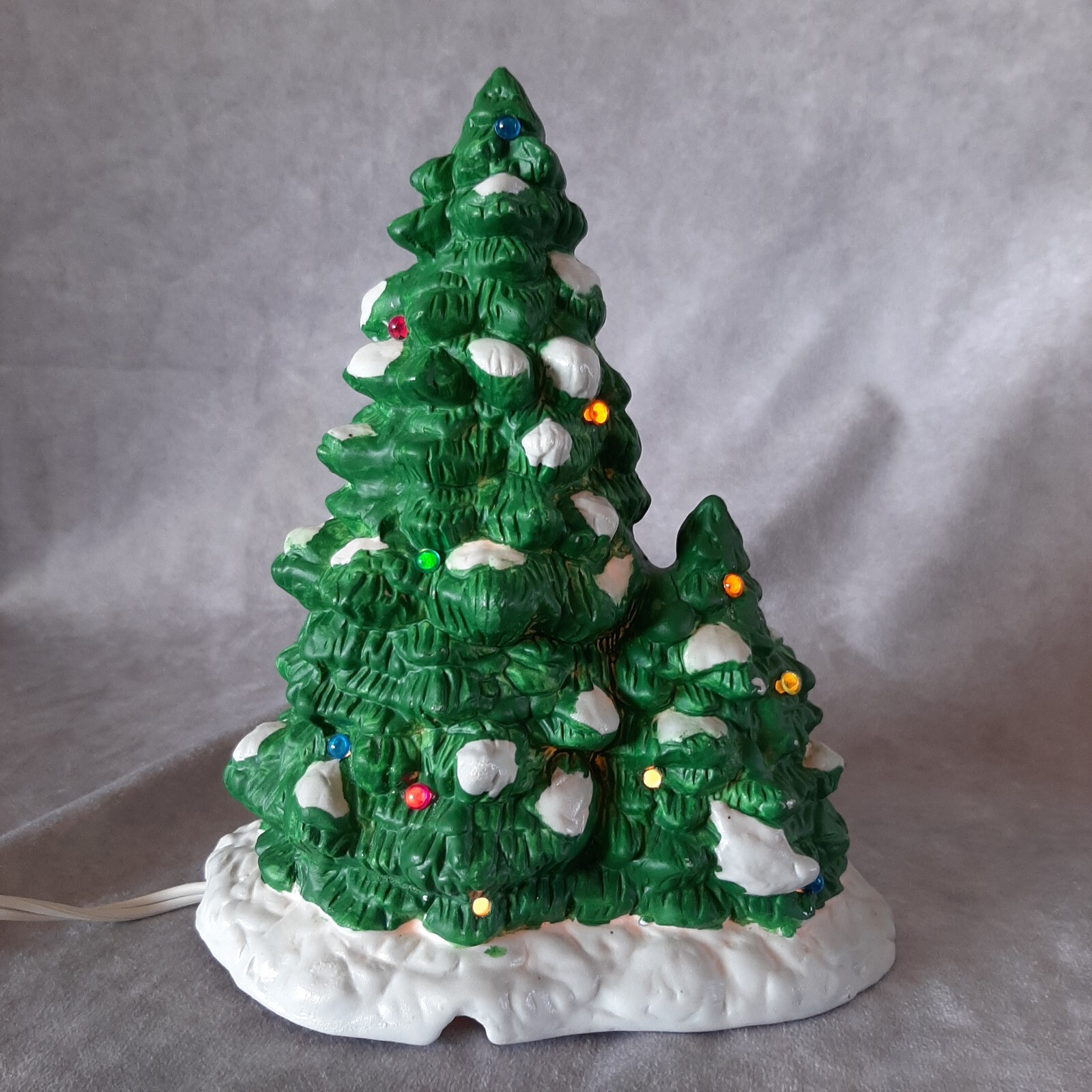 St Nicholas Square 8″ Light Up Ceramic Double Christmas Tree Some Light Bulbs Mi