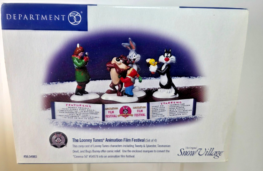 Dept 56 The Looney Tunes Animation Film Festival 54983 Set of 4 Taz Bugs Retired